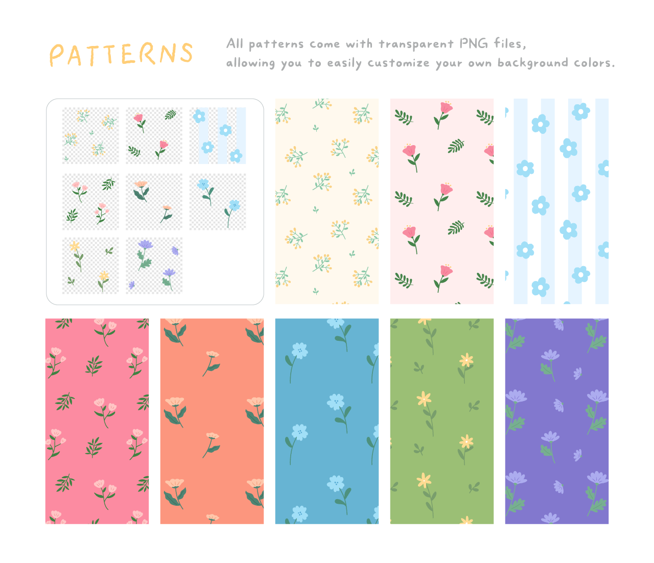 花卉主題插畫pattern