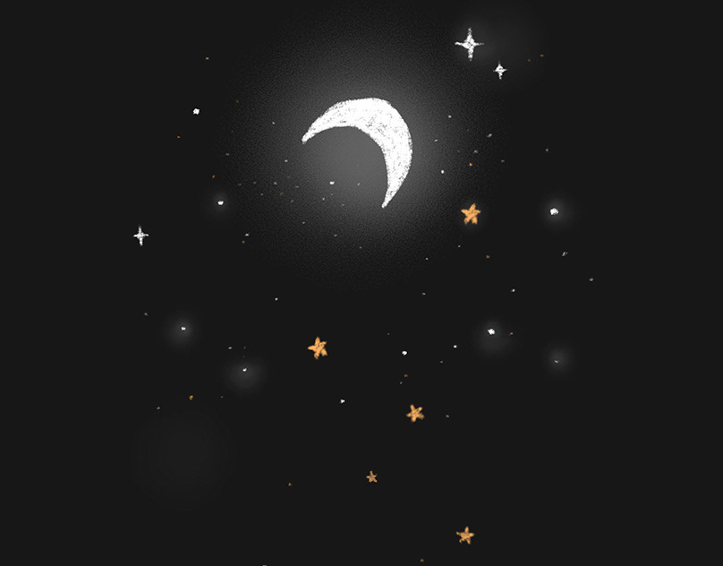夜空手繪插畫