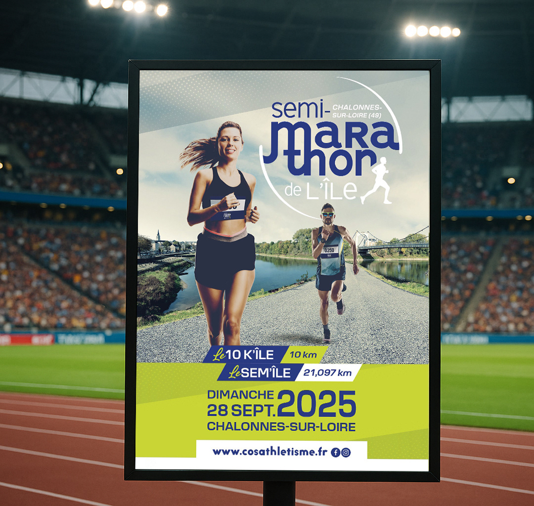 Affiche évènement sportif : Semi-Marathon de l'île de Chalonnes