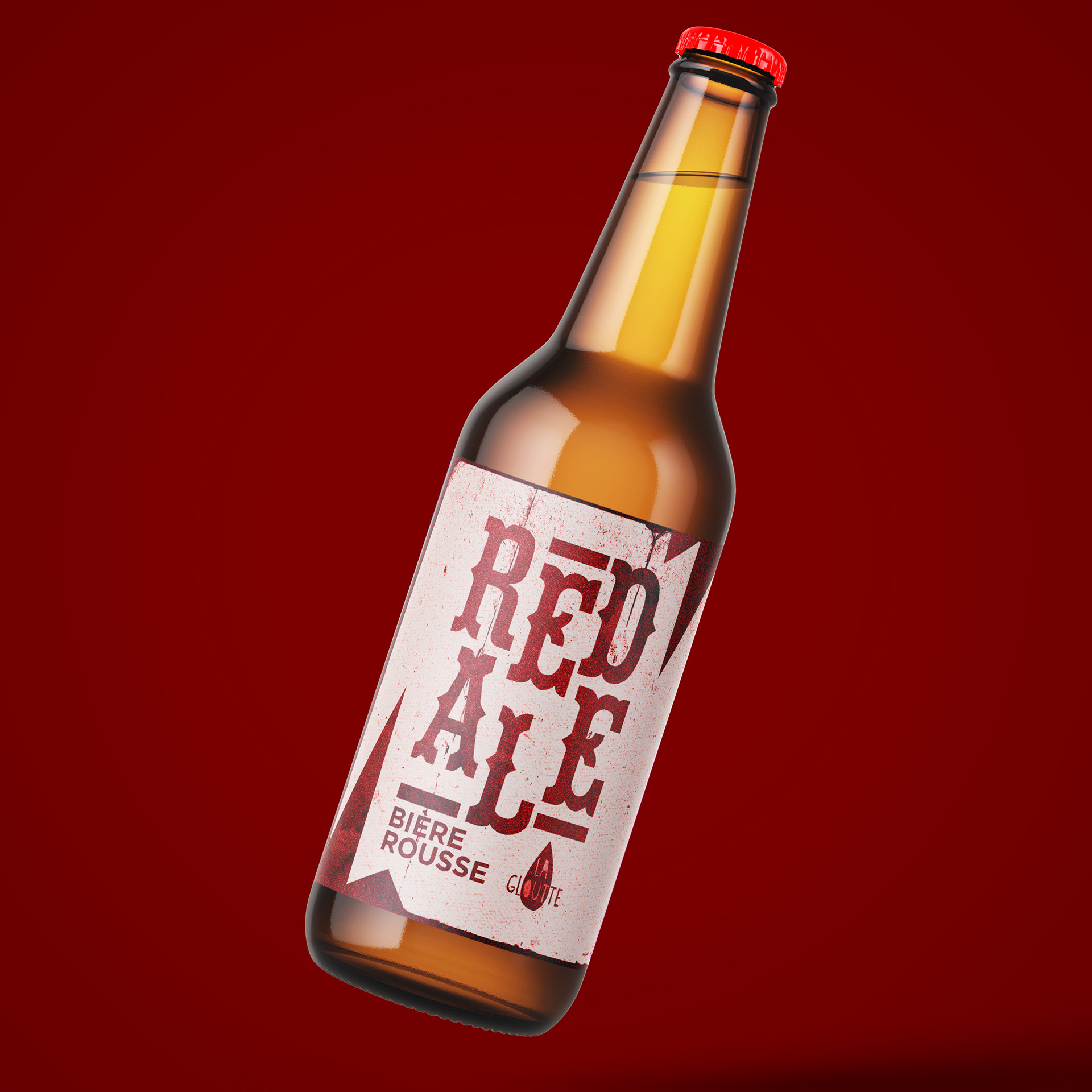 Packaging - Etiquette de bière Rousse - Red Ale - Brasserie artisanale la Gloutte
