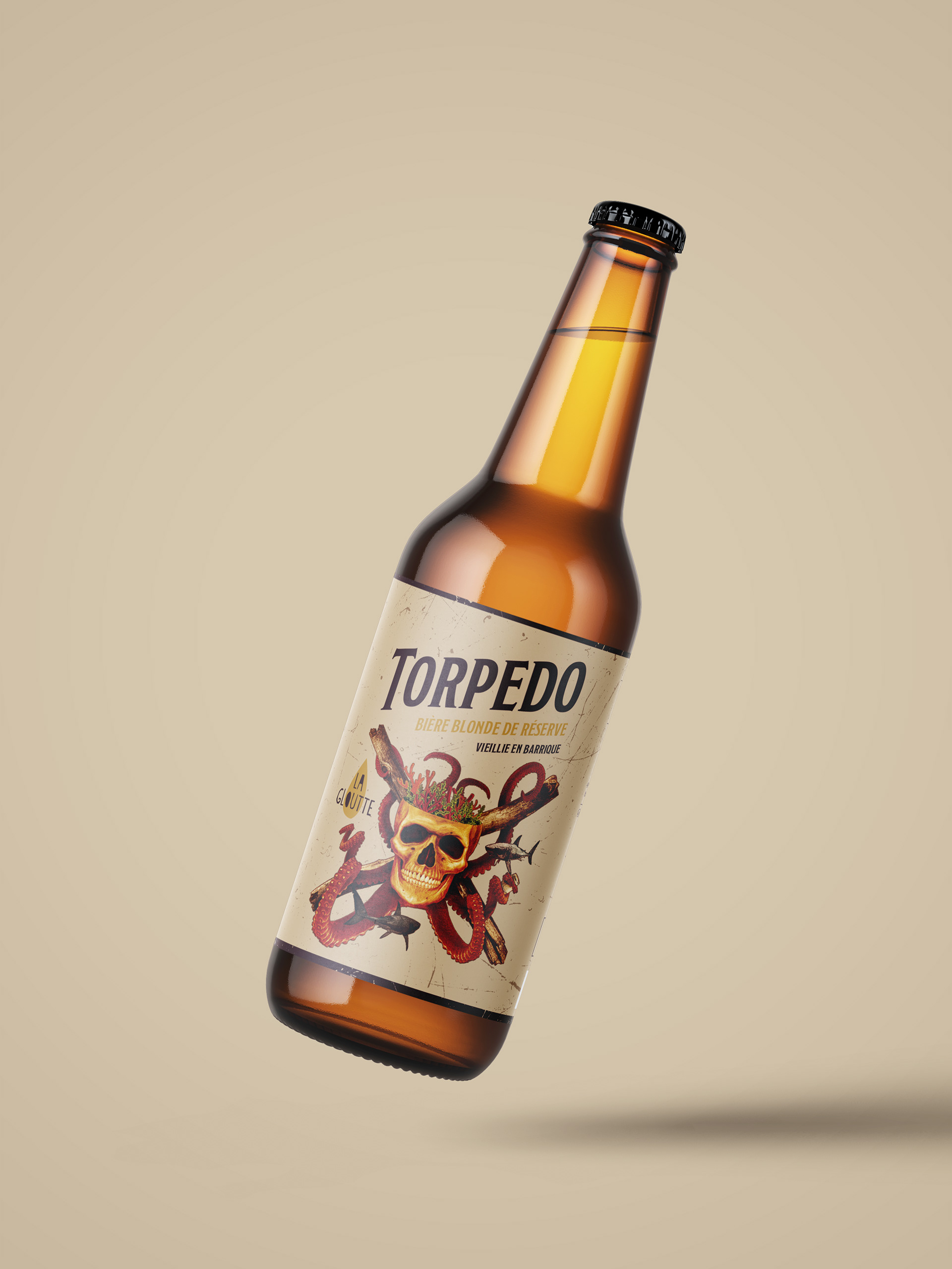 Packaging - Etiquette de bière blonde de réserve vieillie en barrique - Torpédo