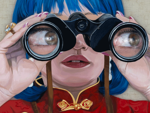 "Red Silhouette Rear Window" by island6 Art collective (Liu Dao)