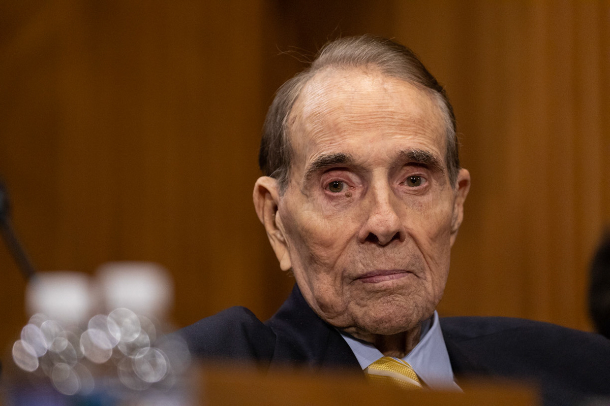 Former Senate Majority Leader Bob Dole (R-KS), introduces Michael Pompeo, director of the Central Intelligence Agency (CIA) and U.S. secretary of state nominee for the Trump administration, during a Senate Foreign Relations Committee confirmation hearing on Capitol Hill in Washington, D.C., on Thursday, April 12, 2018. (Photo by Cheriss May)