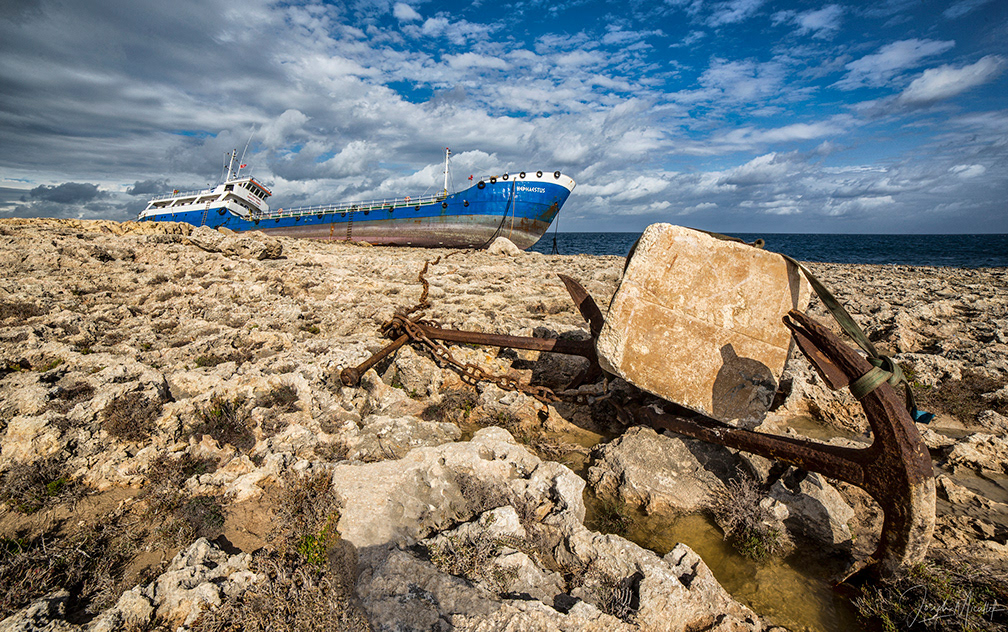 Ship wreck in Bugibba, Malta.