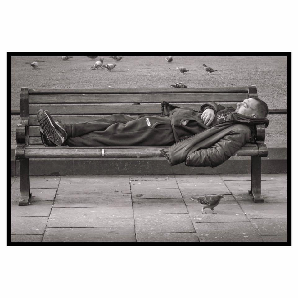 Sleeping it off, Eldon Square, Newcastle