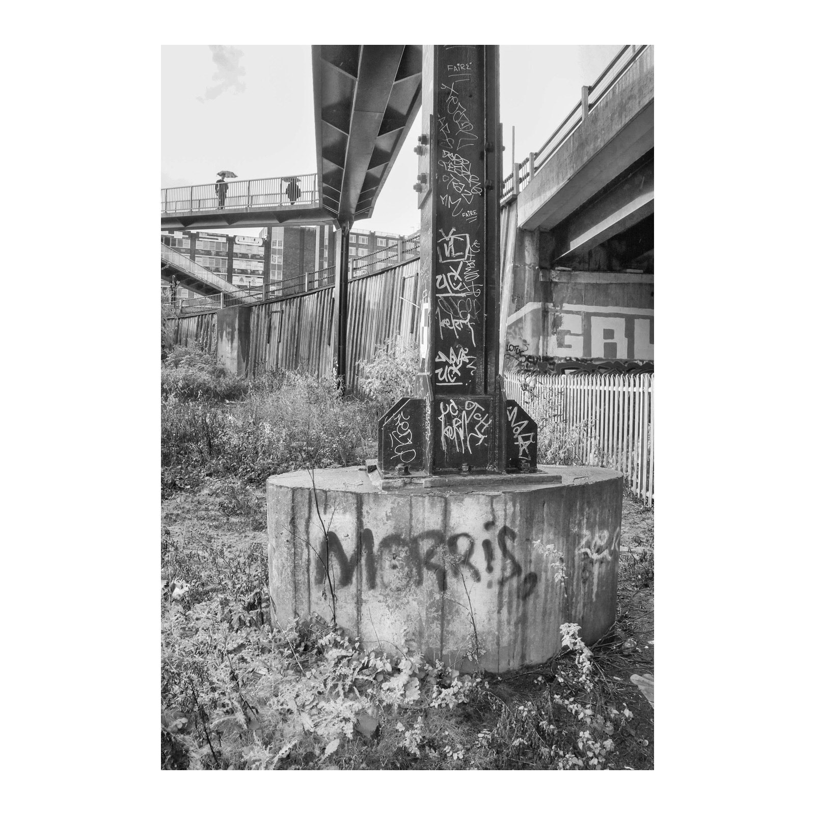 Under the walkway to Northumbria University
