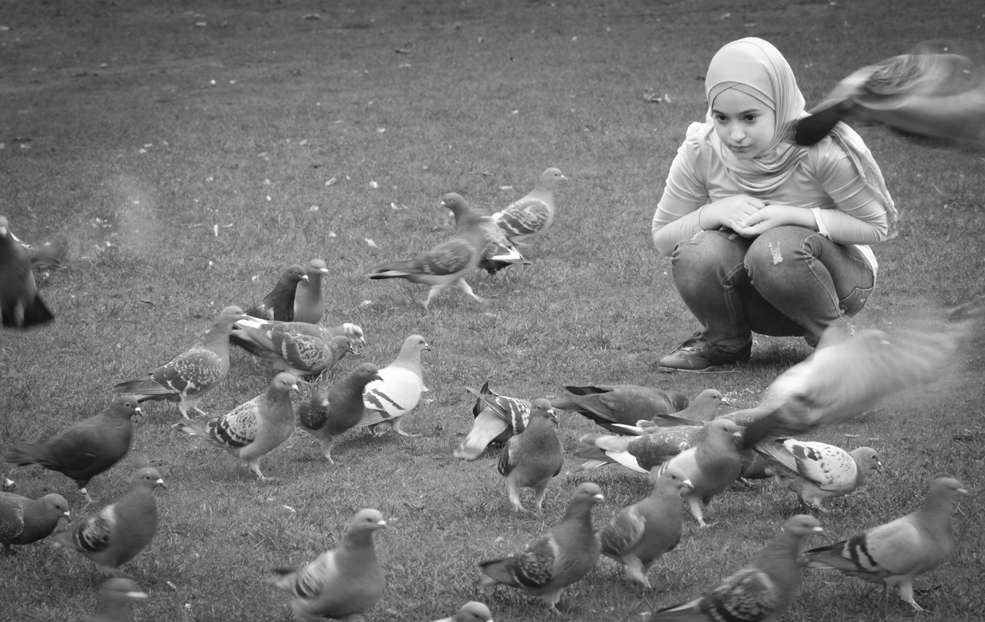 Feeding the pigeons, Eldon Square , Newcastle