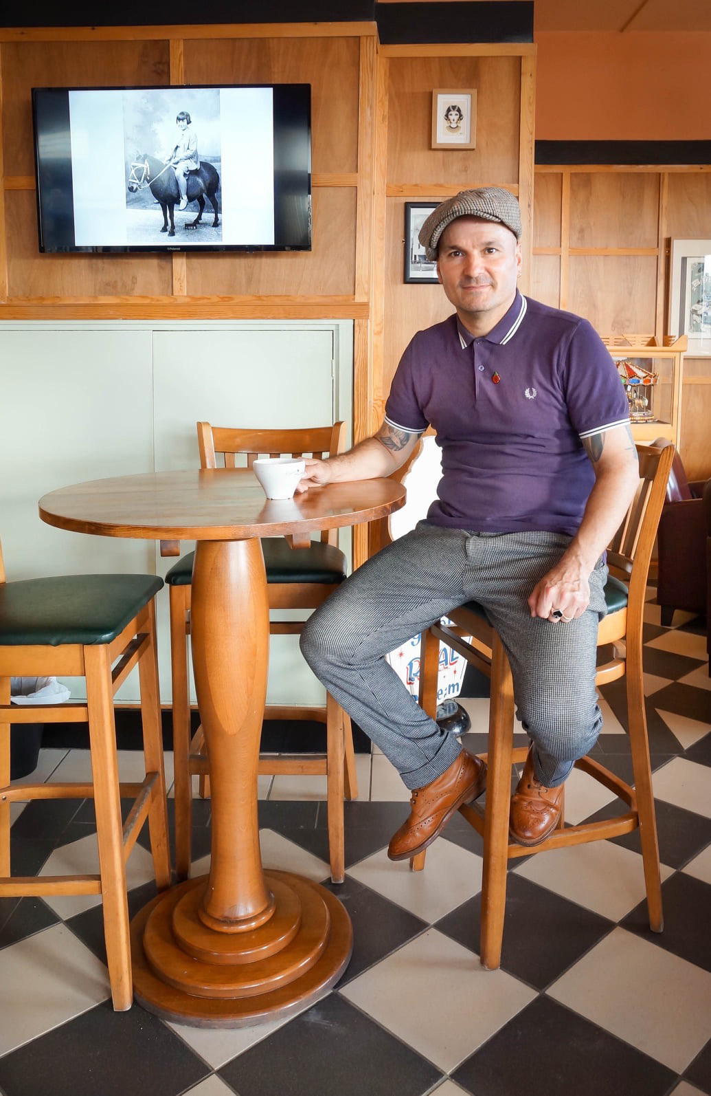 Frank Bertorelli in his cafe in Newbiggin