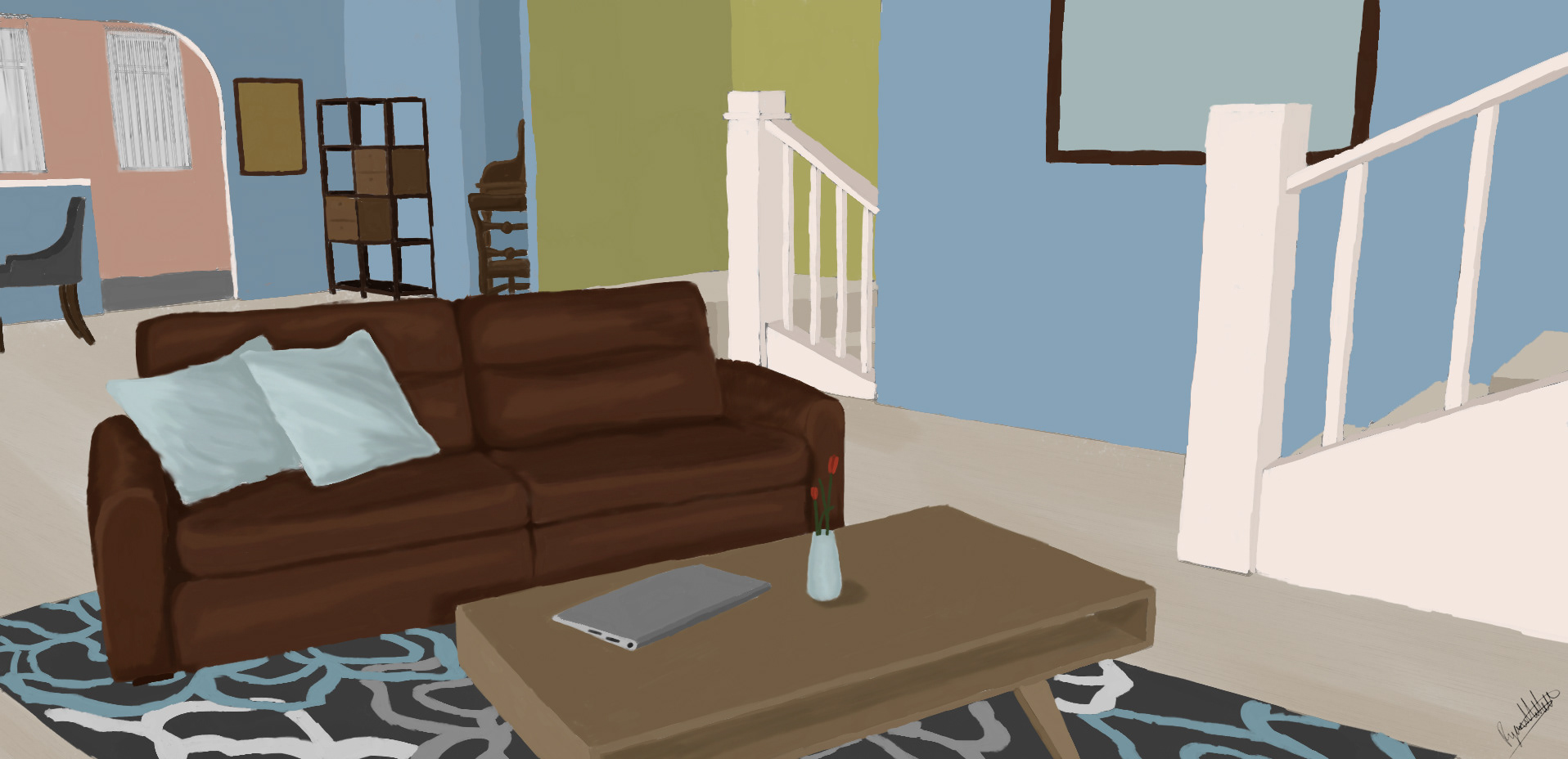 Flat Living Room (Hand Drawn)