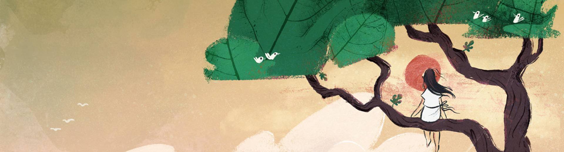 Banner that shows girl sitting in fig tree