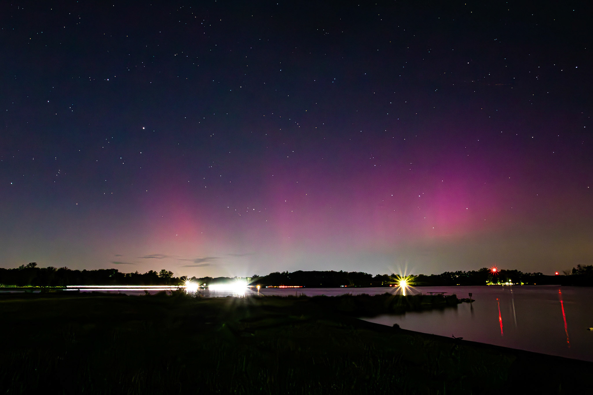 Aurora Borealis Over Lake Loramie I. 2024. Digital Photograph.