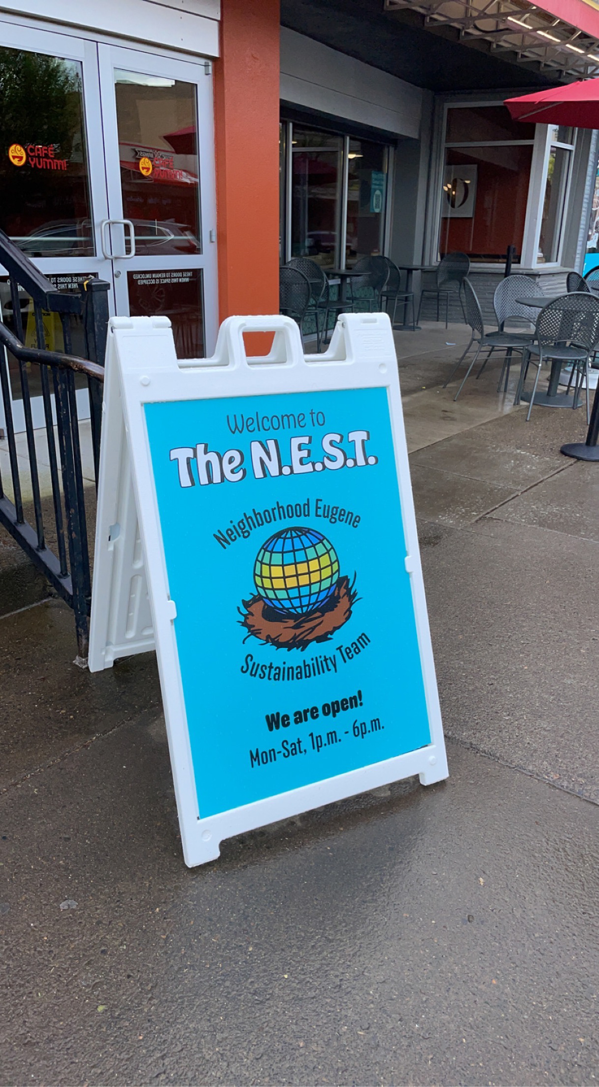 Front of sidewalk sign
