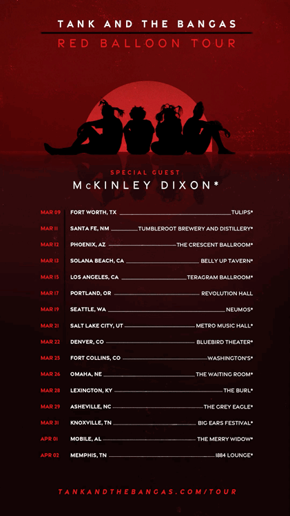 "Red Balloon" Album Tour promo for Tank and the Bangas