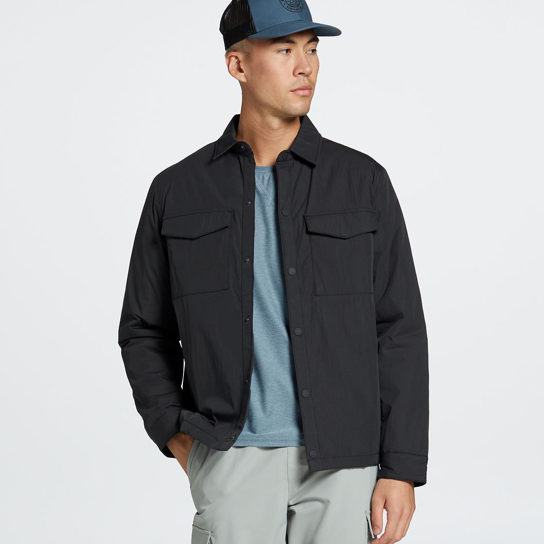 Padded shirt jacket execution in final product