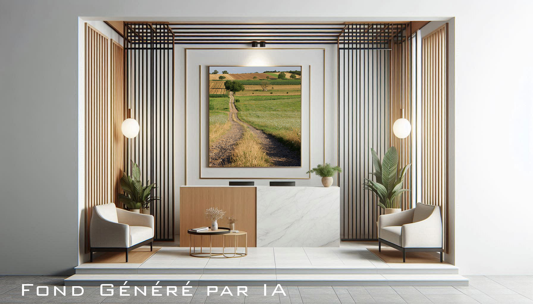 Exemple de la reception d'une entreprise avec un paysage local