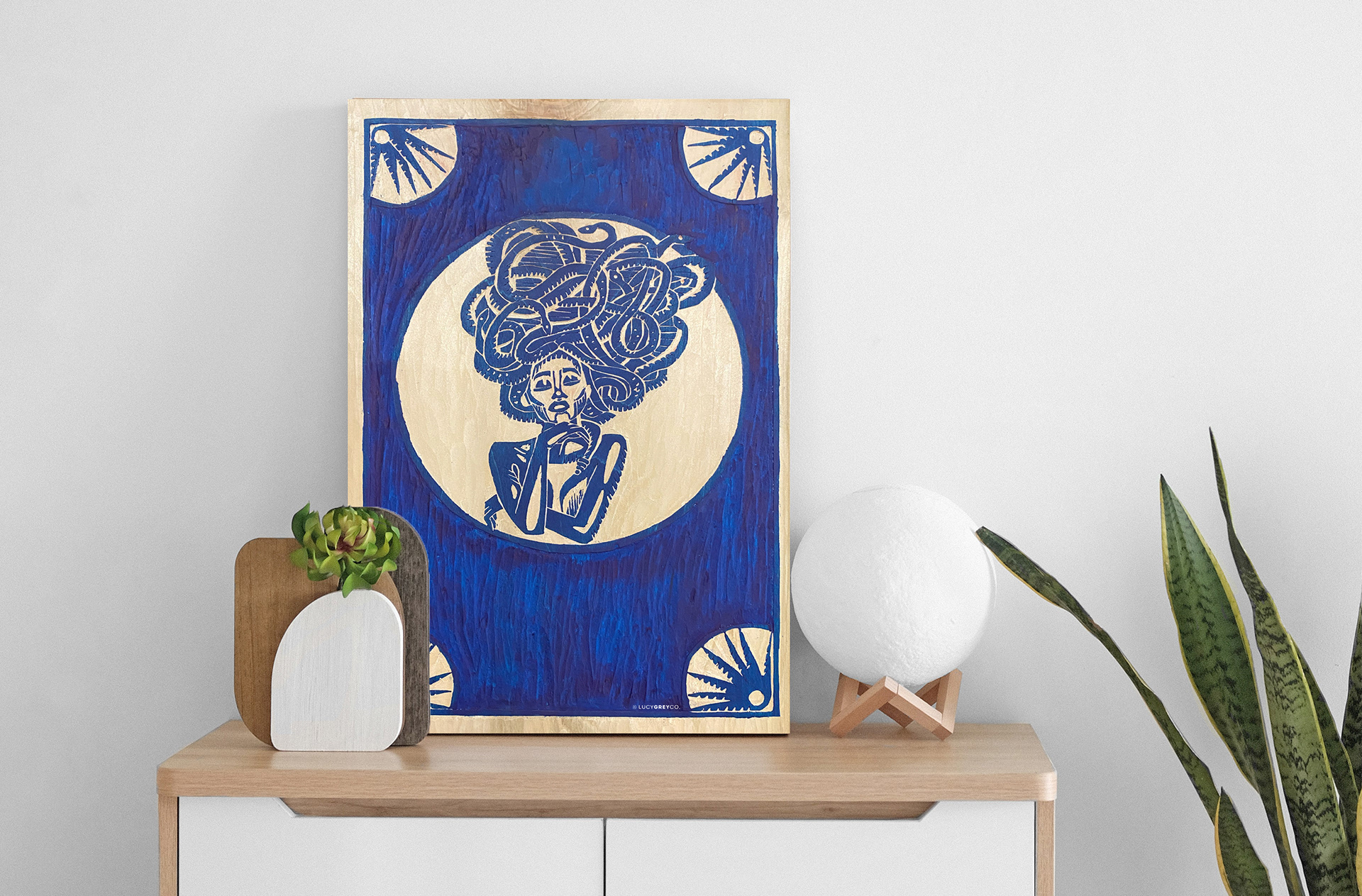 "Charmer" Inked Woodcut