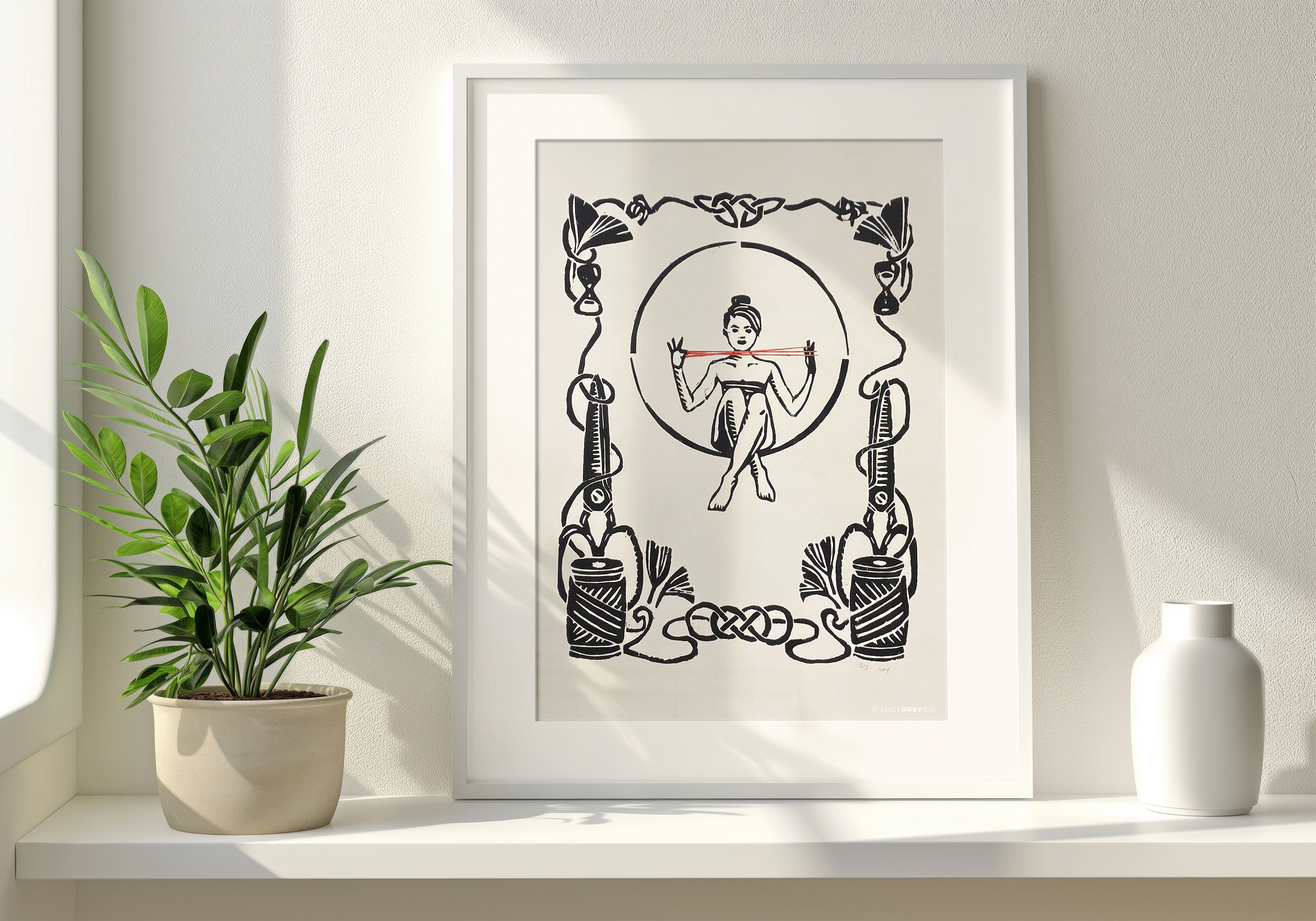 "Cat's Cradle" Woodcut and Screen Print