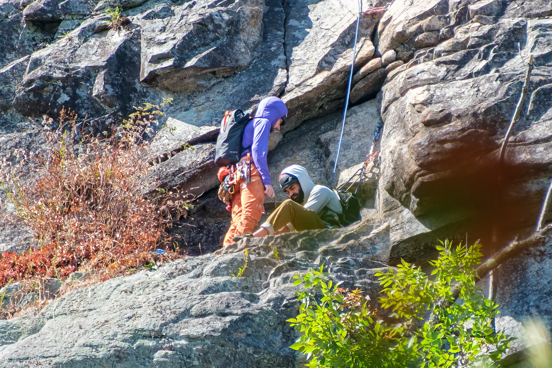 250910-768 (Cropped) Climbers on Cathedral Ledge