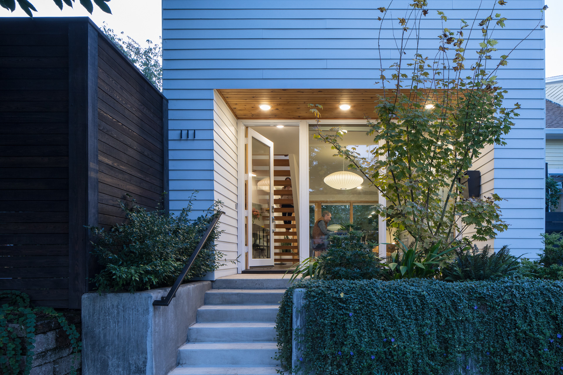 Welcoming, modern front entrance to the house.