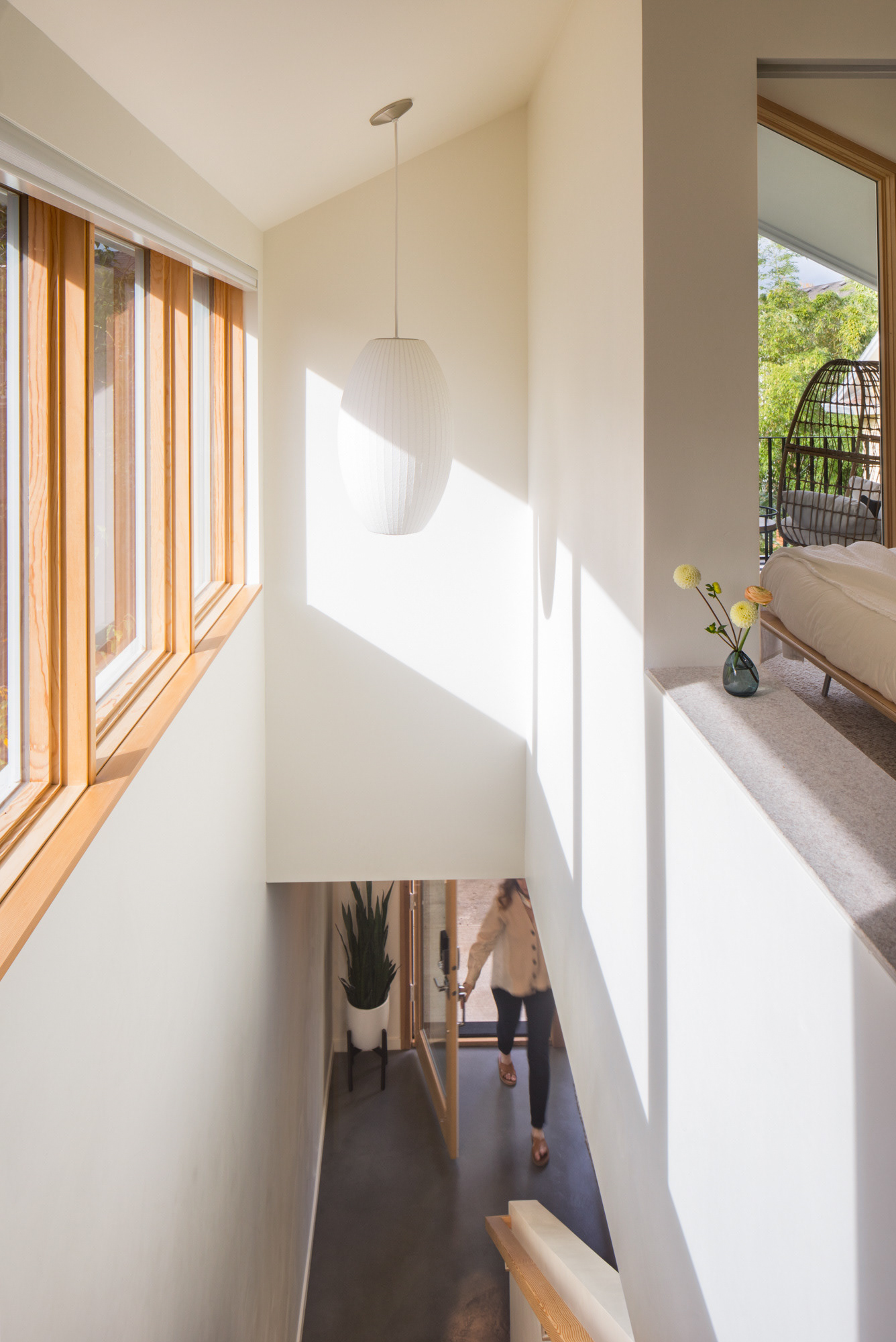 Dramatic sloping ceilings upstairs.