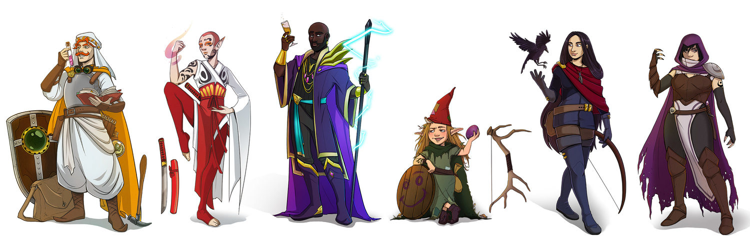 Dungeons and Dragons Character Designs for multiple clients. Digital Illustration