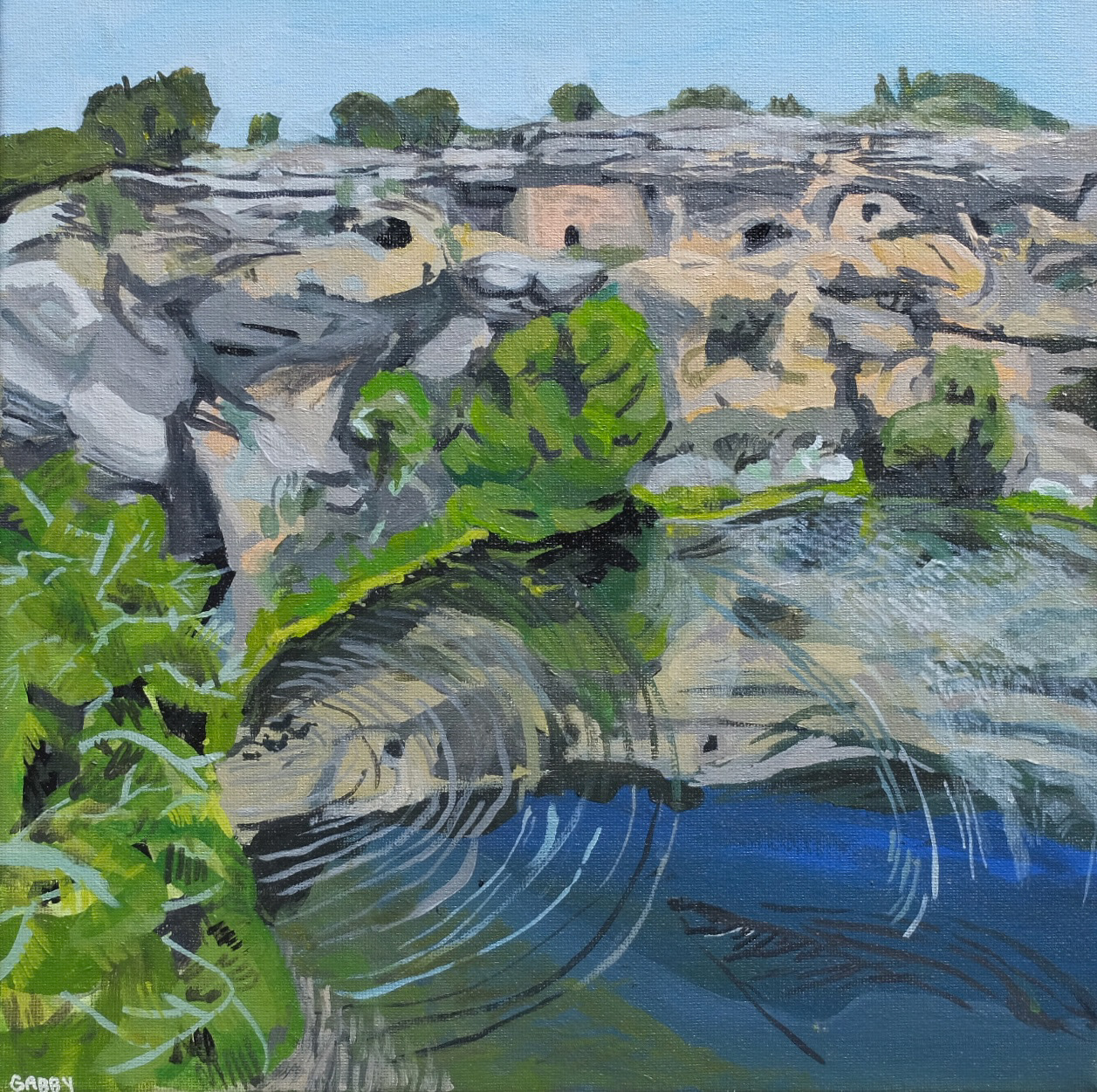 Montezuma Well. 12"x12" acrylic on canvas. 3.5 hours plein air.