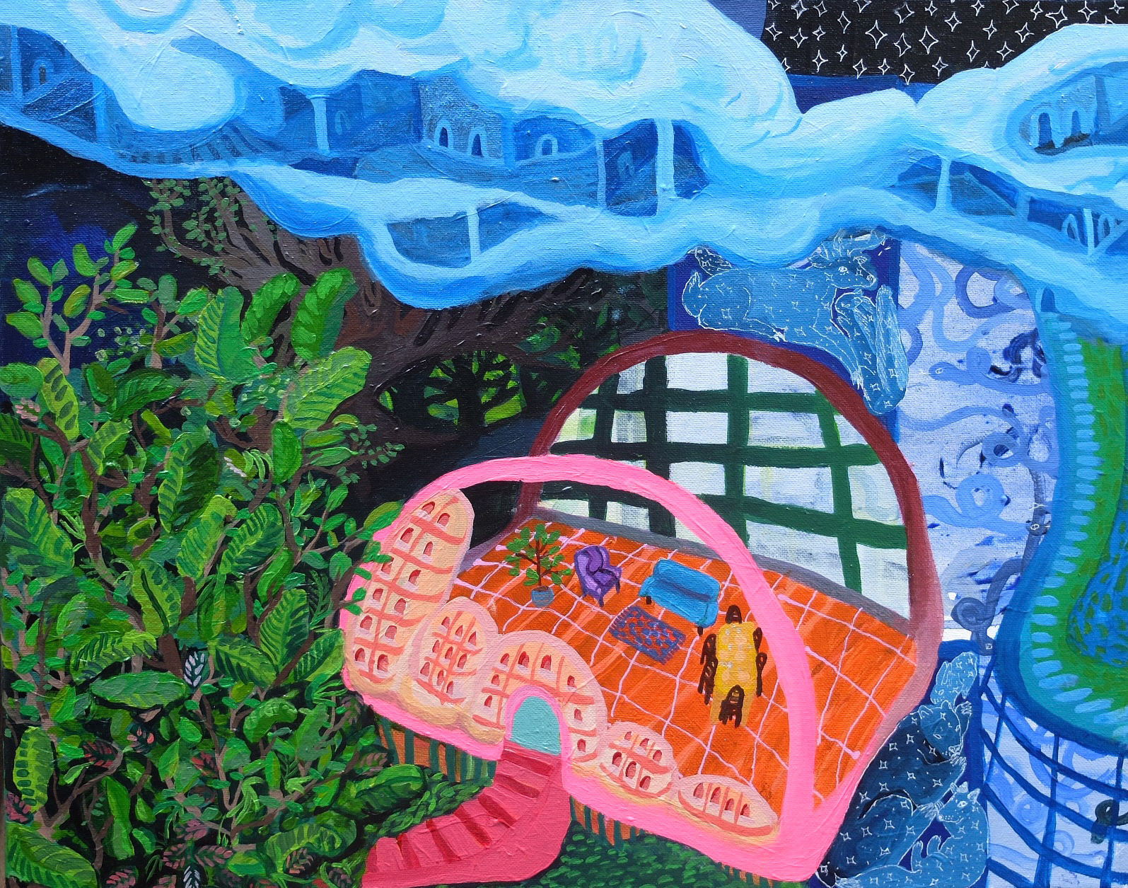 Vivarium,  2022, 20"x16", acrylic and ink.