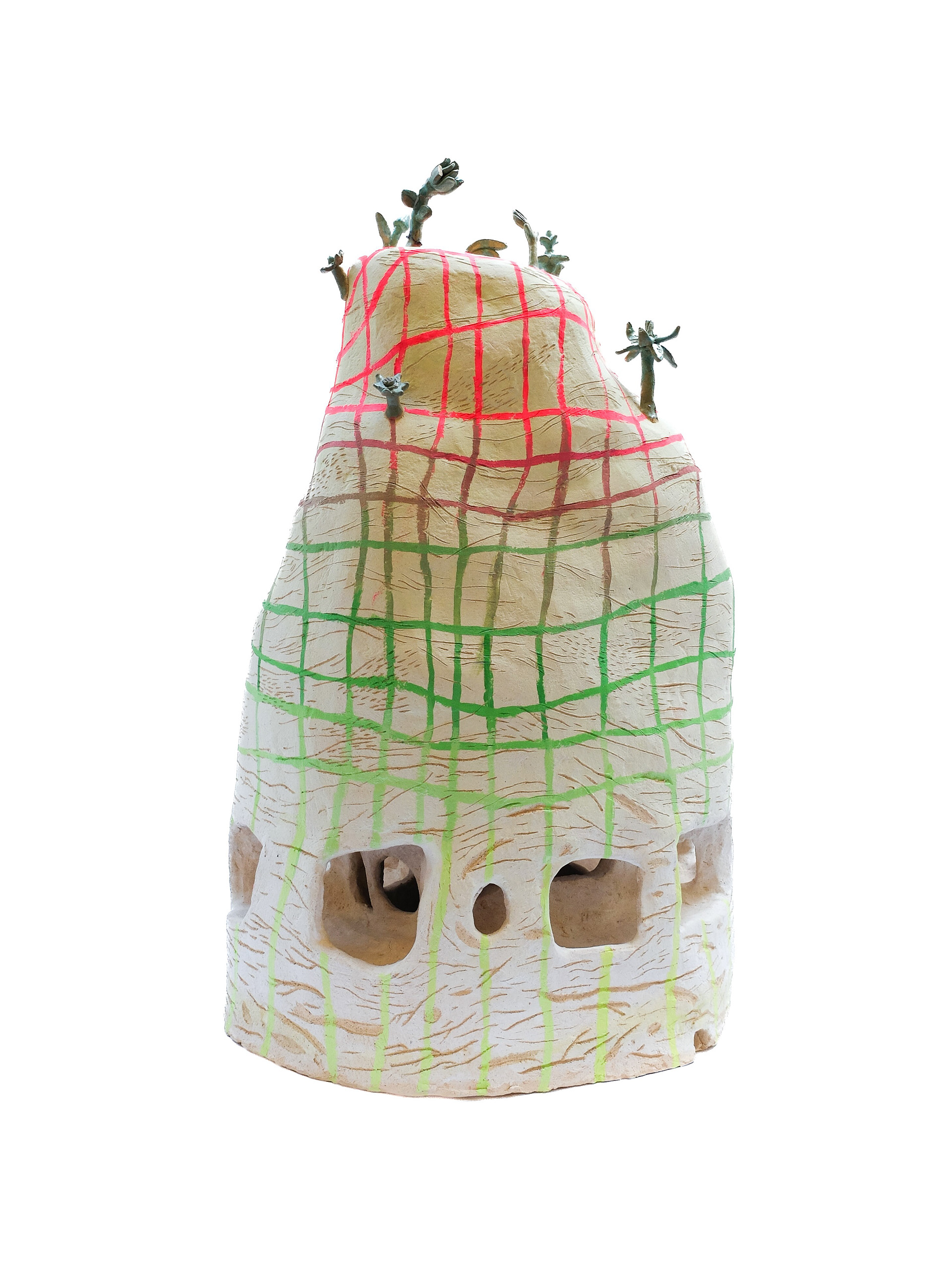 Survey, 2025, H: 26.5", W: 16", D: 15", stoneware, stains, glaze, acrylic paint