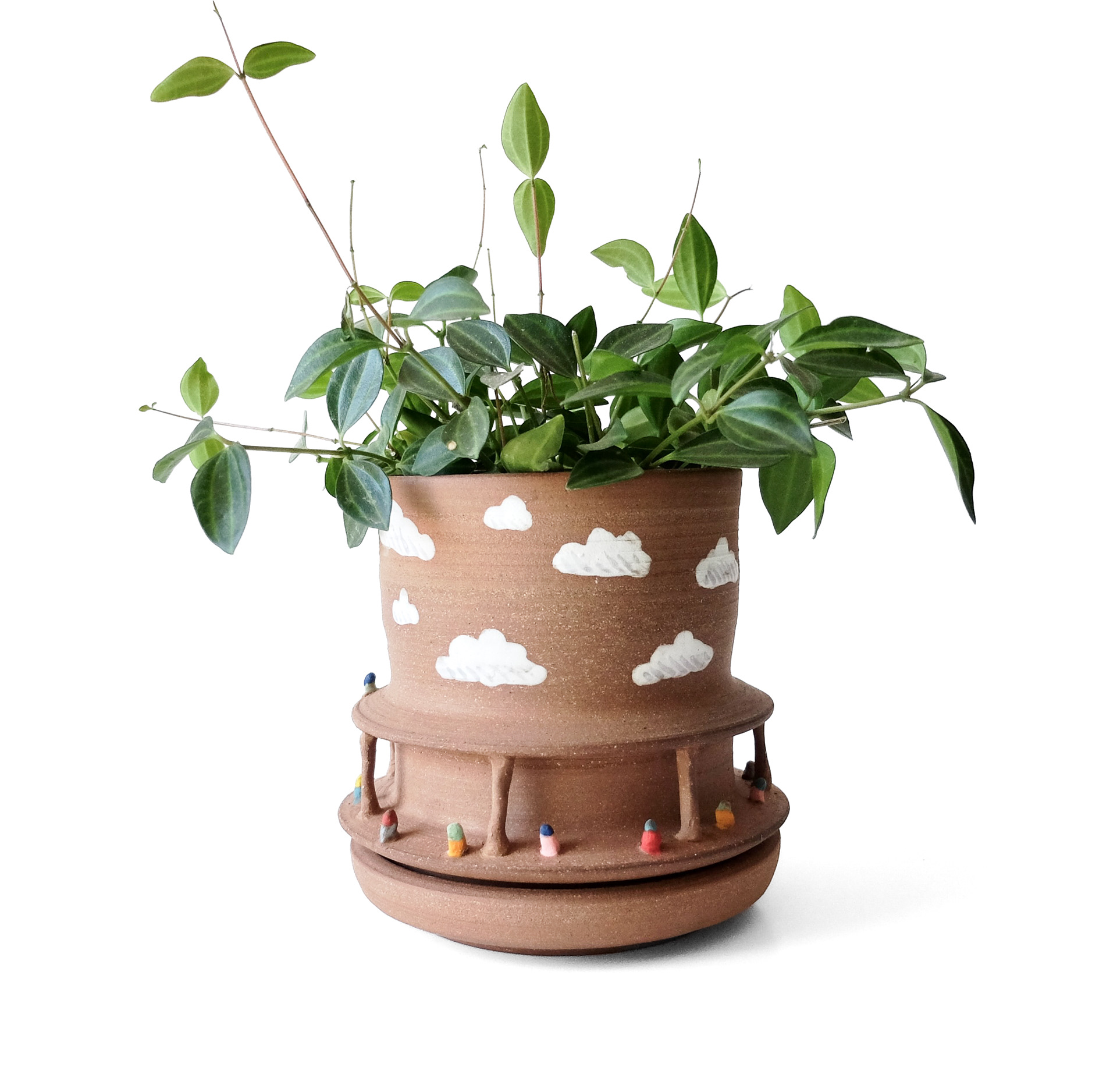 Carousel Planter, 2022, 8"x8", stoneware, underglaze, glaze.