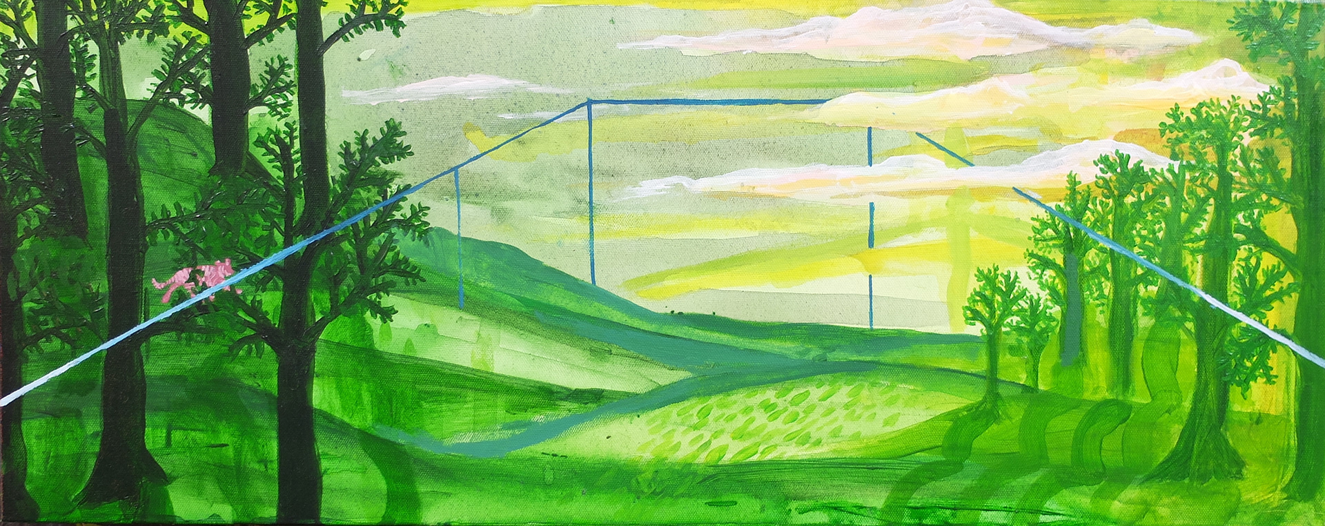 Pink Tiger, 2019, 12"X30", acrylic on canvas.