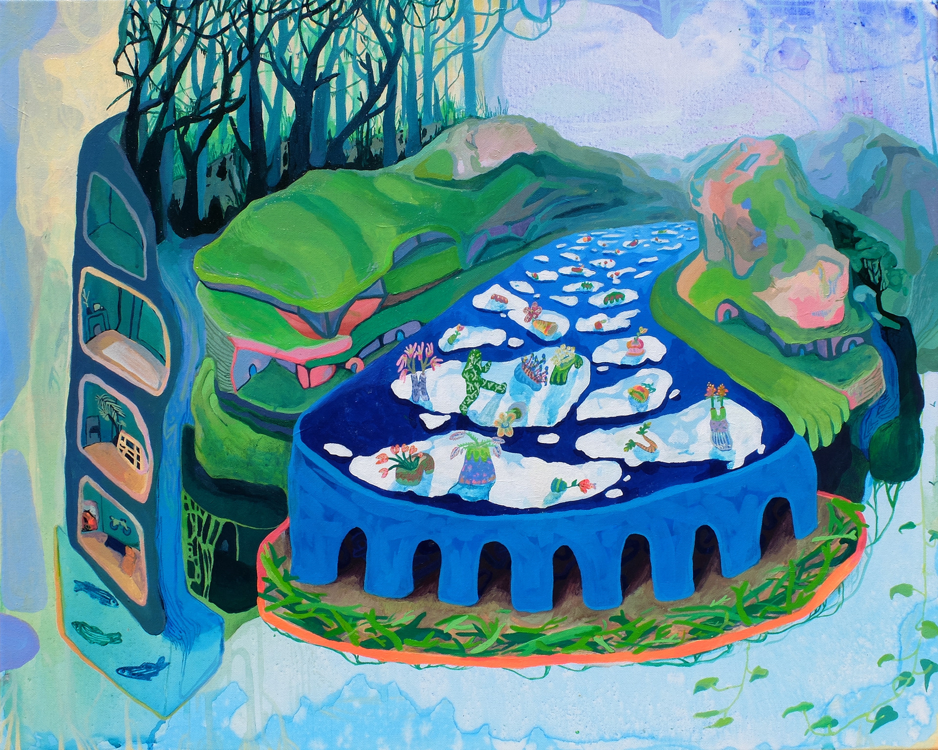 Moving On,  2024,  24"x30", acrylic on canvas.