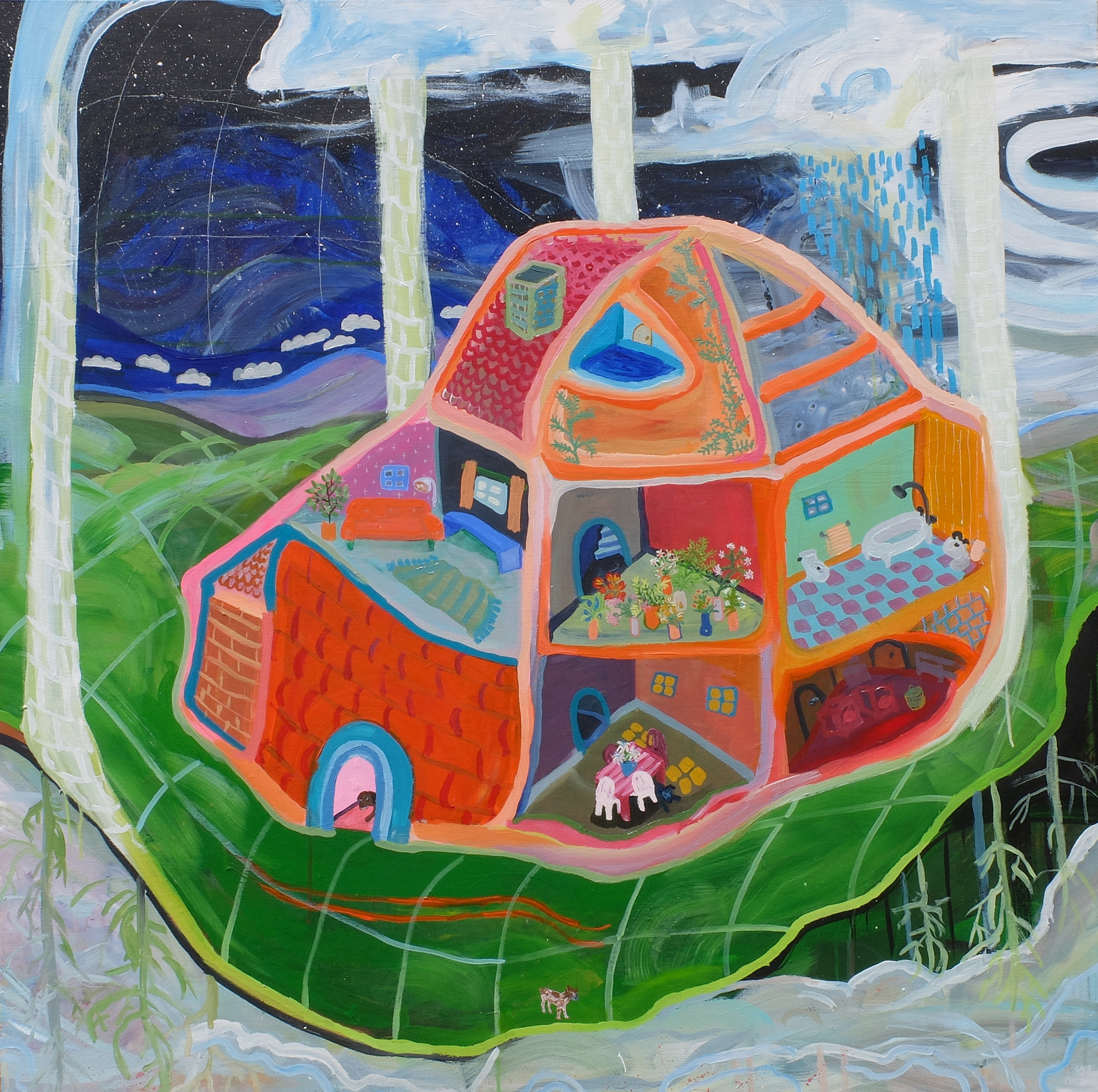 Guardian, 2021, 4'x4', acrylic on canvas. 