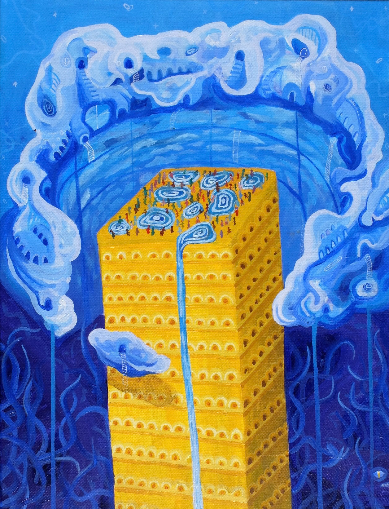 Vertex, 2021, 20"x16", Acrylic and ink on canvas.