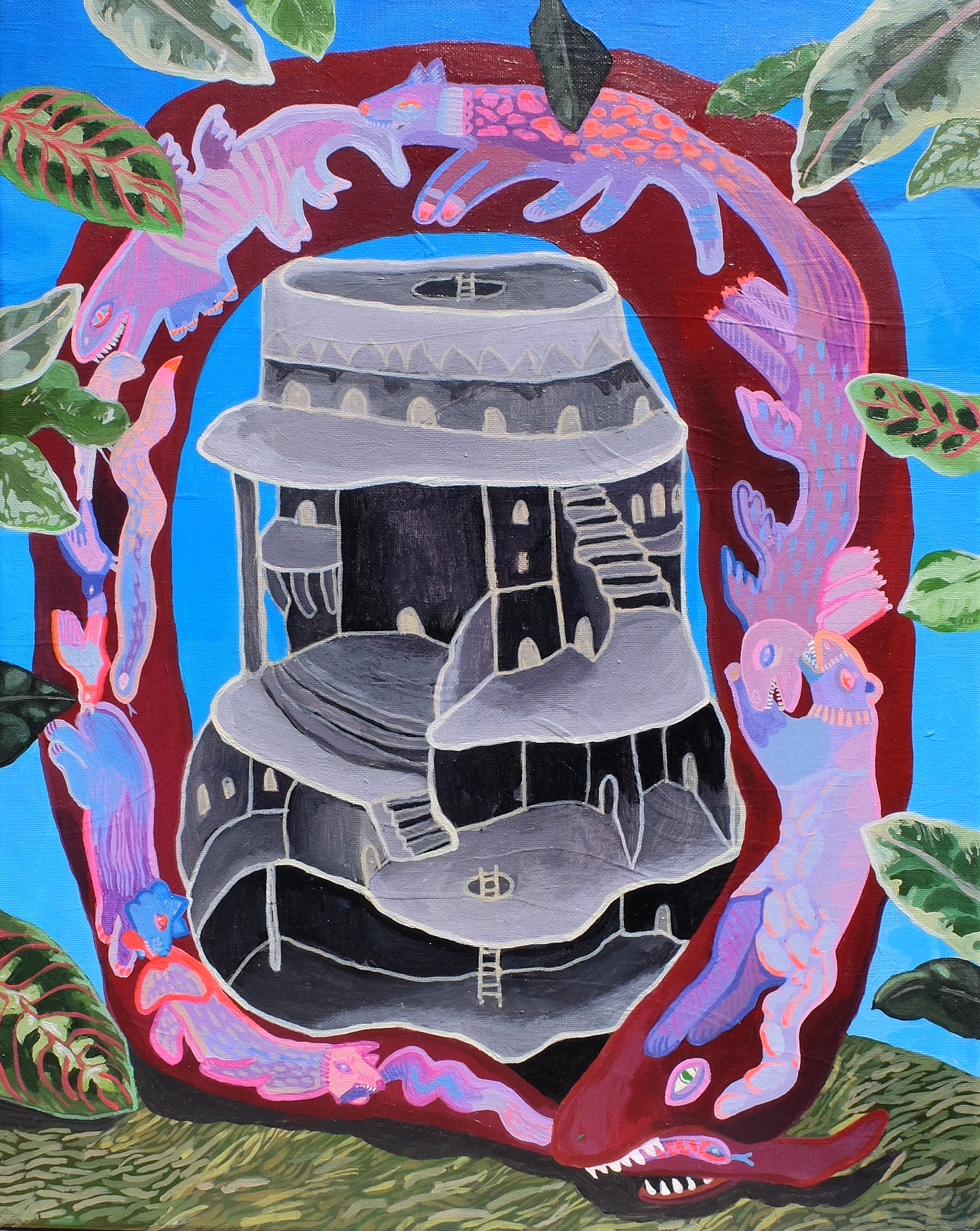 The Cycle, 2023, 20"x16", acrylic and ink on canvas. 