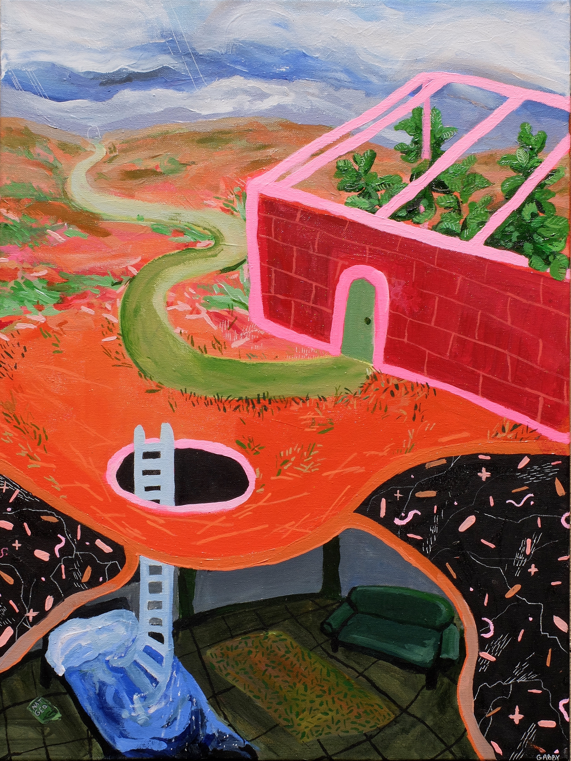  Future Vision, 2021, 24”x18”, acrylic, ink, and glitter on canvas. 