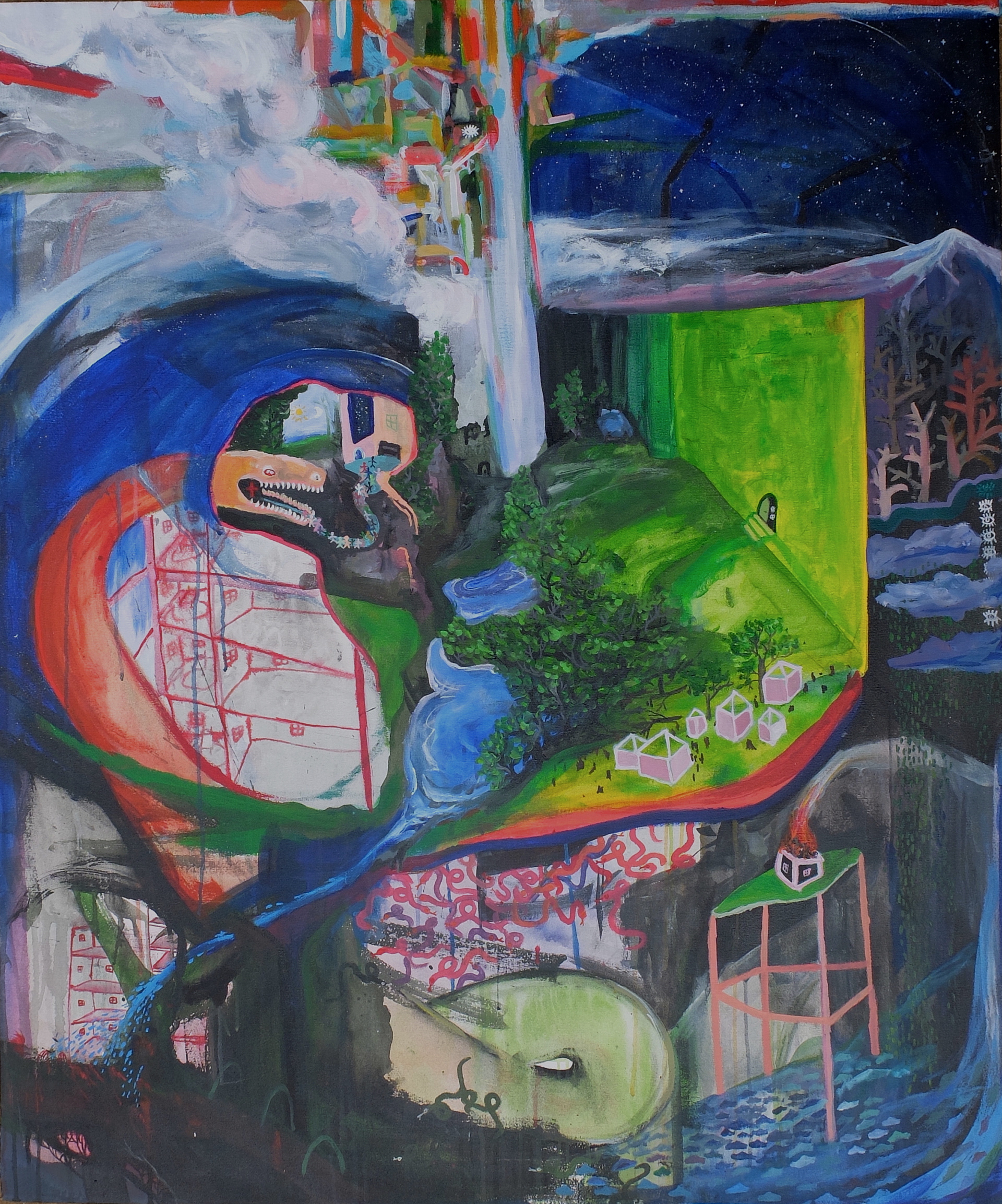  The State of Things, 2020, 48”x 40”, acrylic and ink on canvas. 