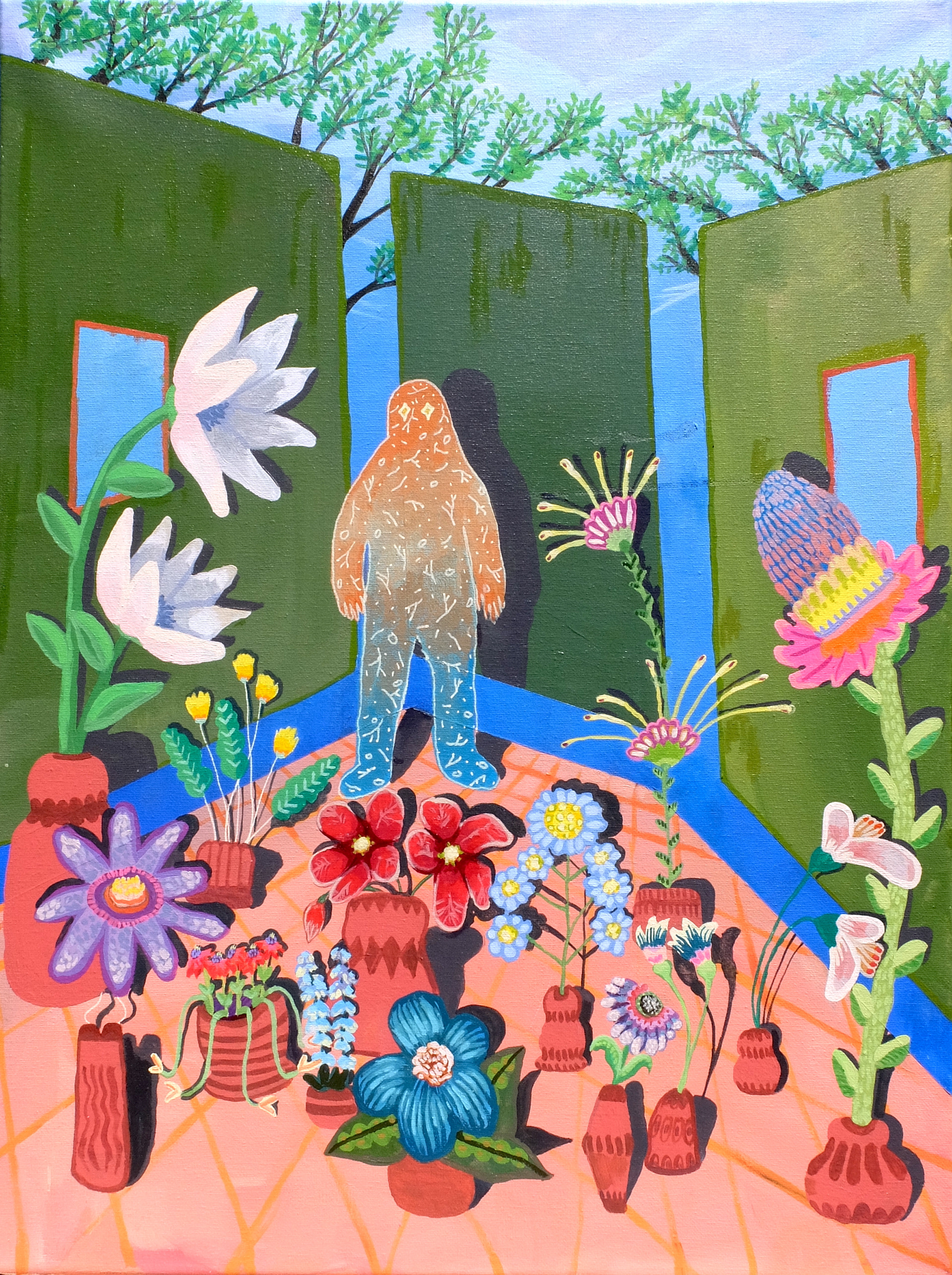 Big Idea, 2023, 24"x18", acrylic and ink on canvas.