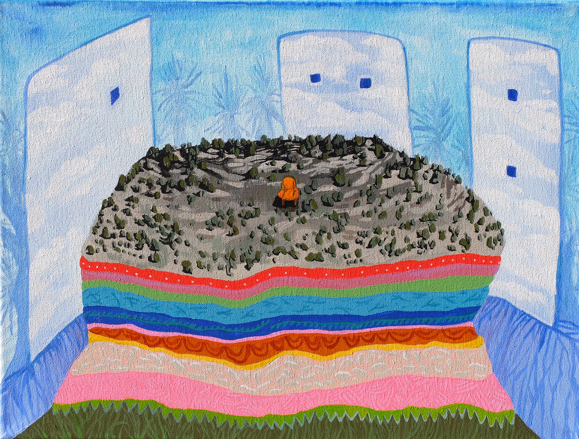 Outlook, 2023, 12"x16", acrylic and ink on canvas. 