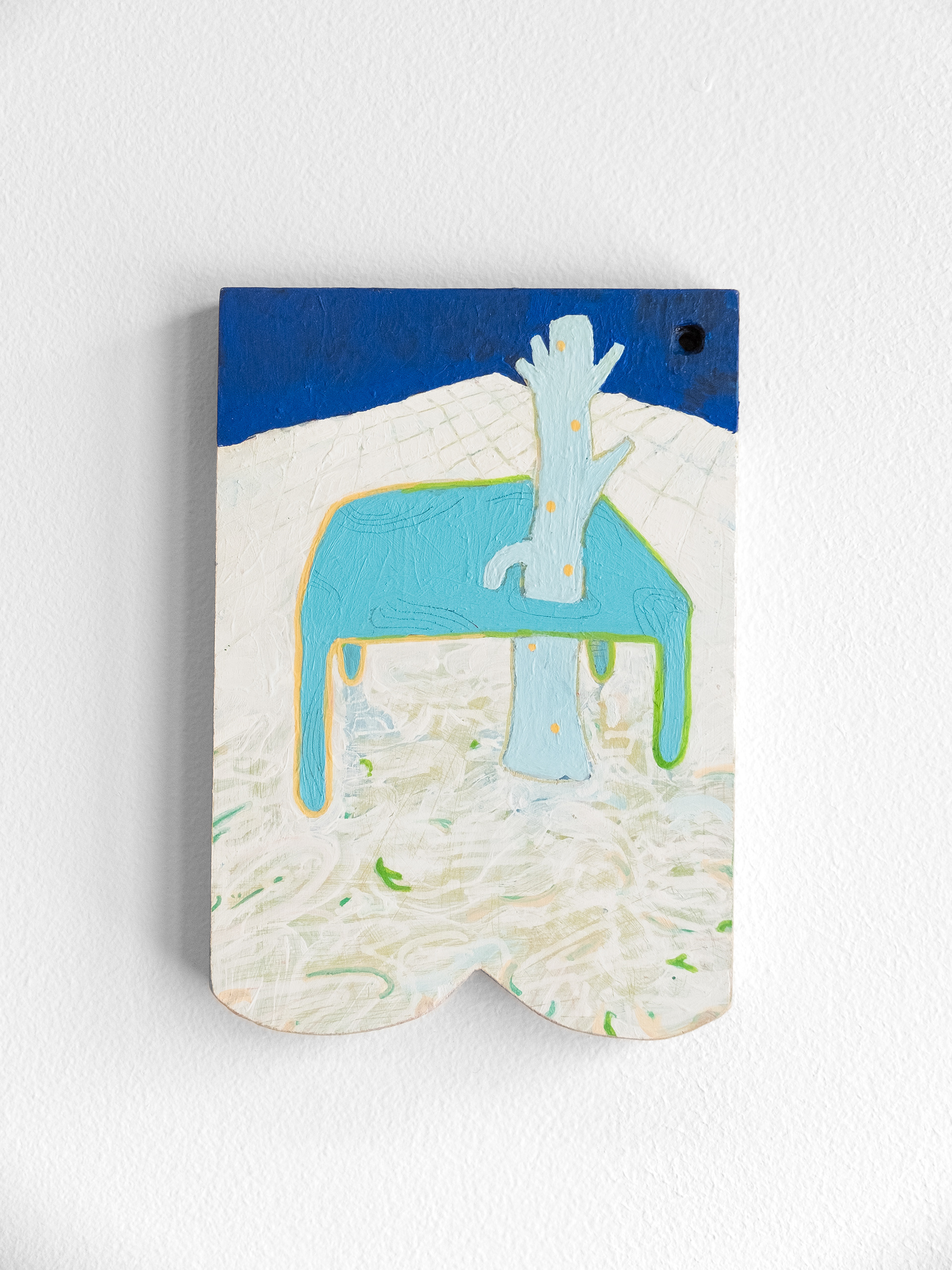 Afterimage, 2026, 8"x5", acrylic and ink on wood.
