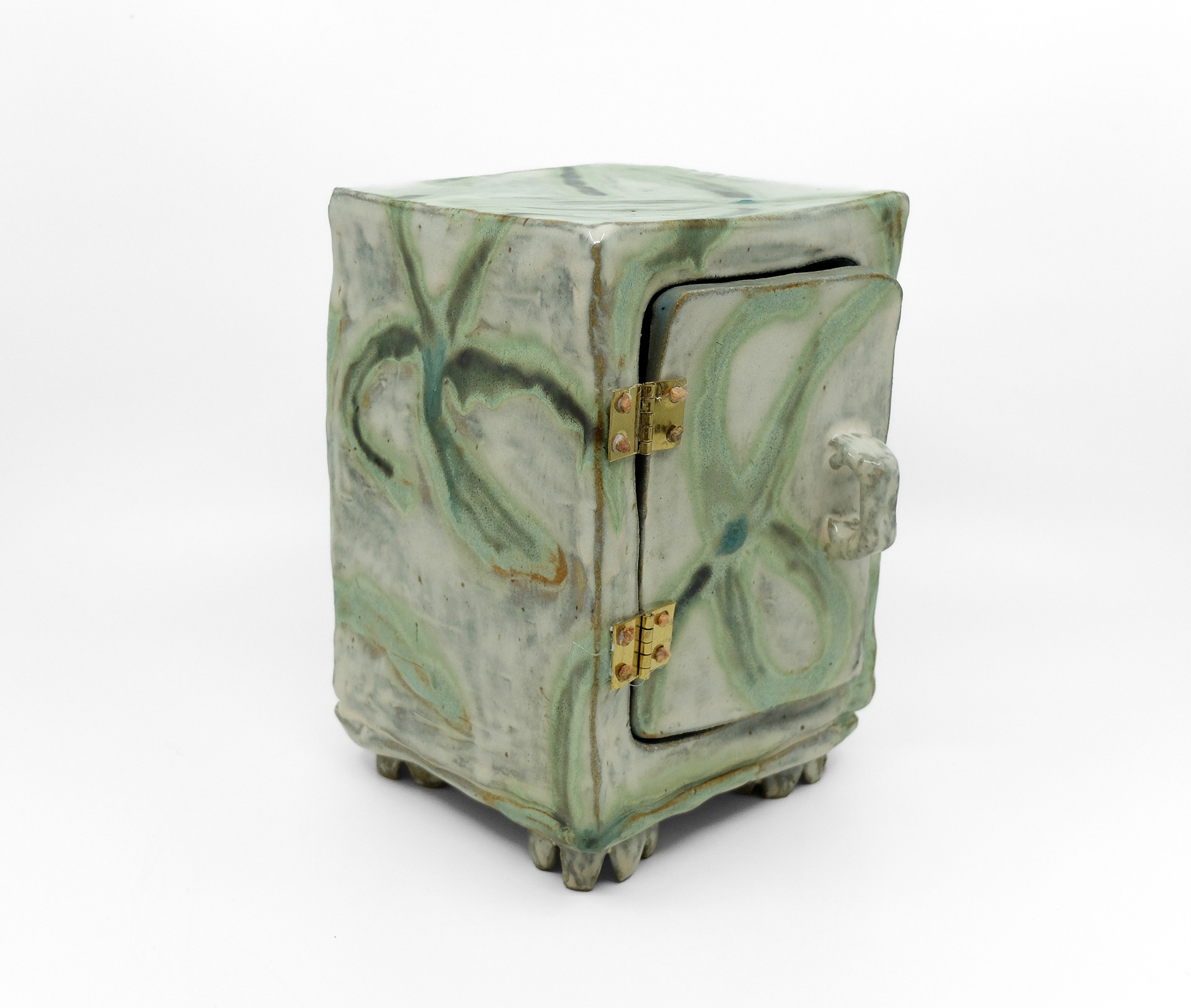 Cabinet, 2025, stoneware, glaze, hinges.