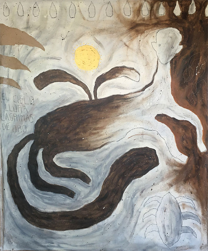 "El cielo llora lagrimas de oro", 200*160 cm.