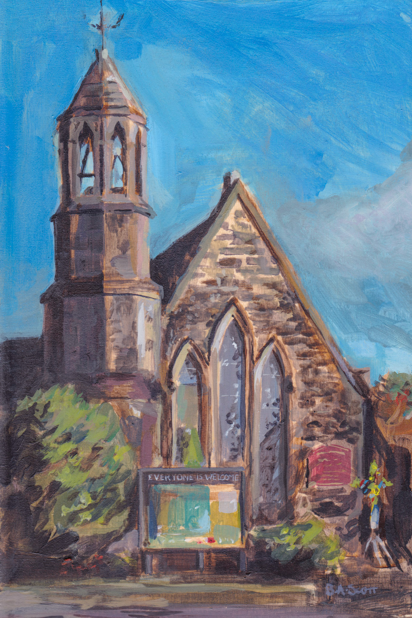 St. Paul's, Kinross, acrylic on wood