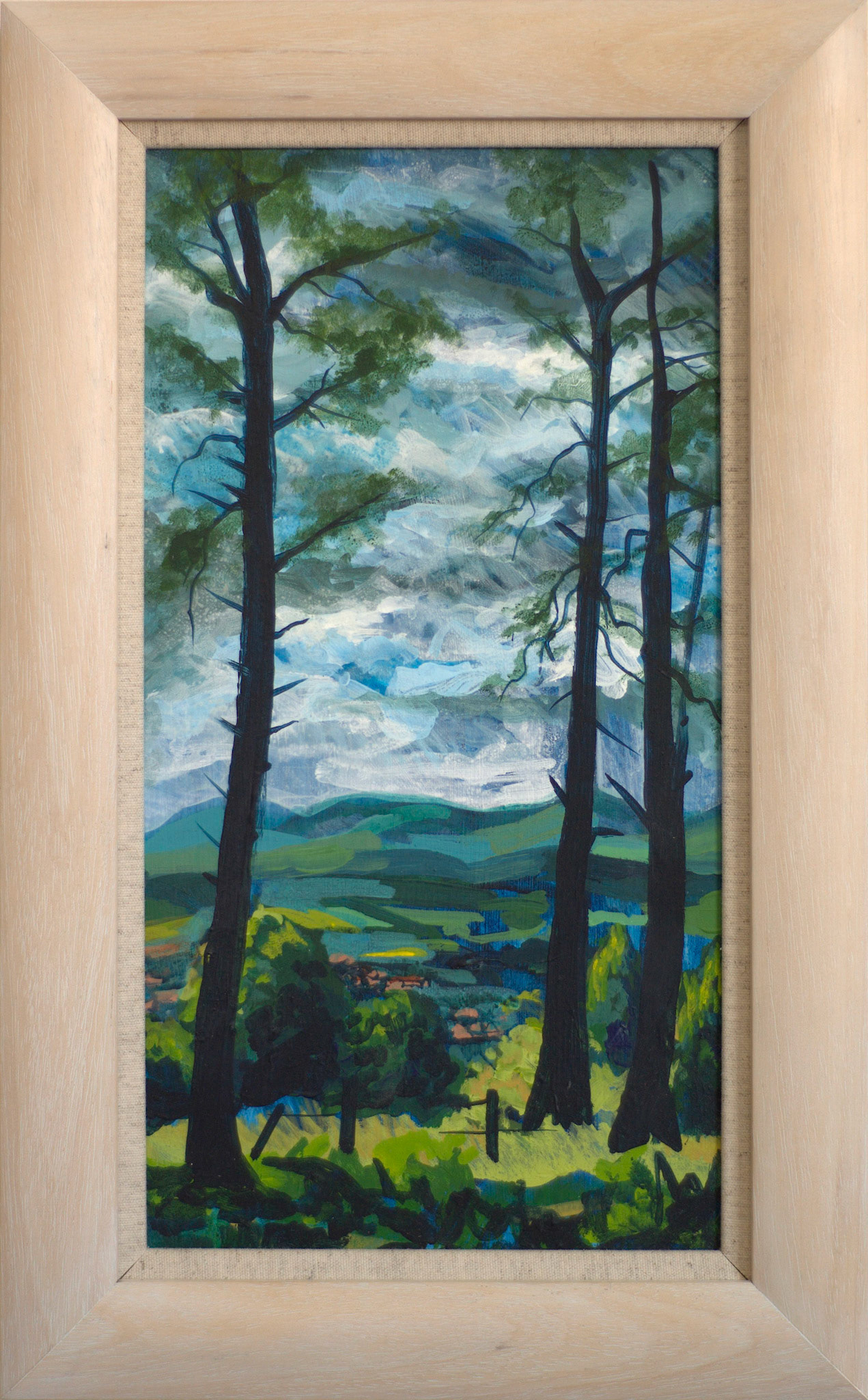 Towards the Grampians / Between two trees, acrylic on wood