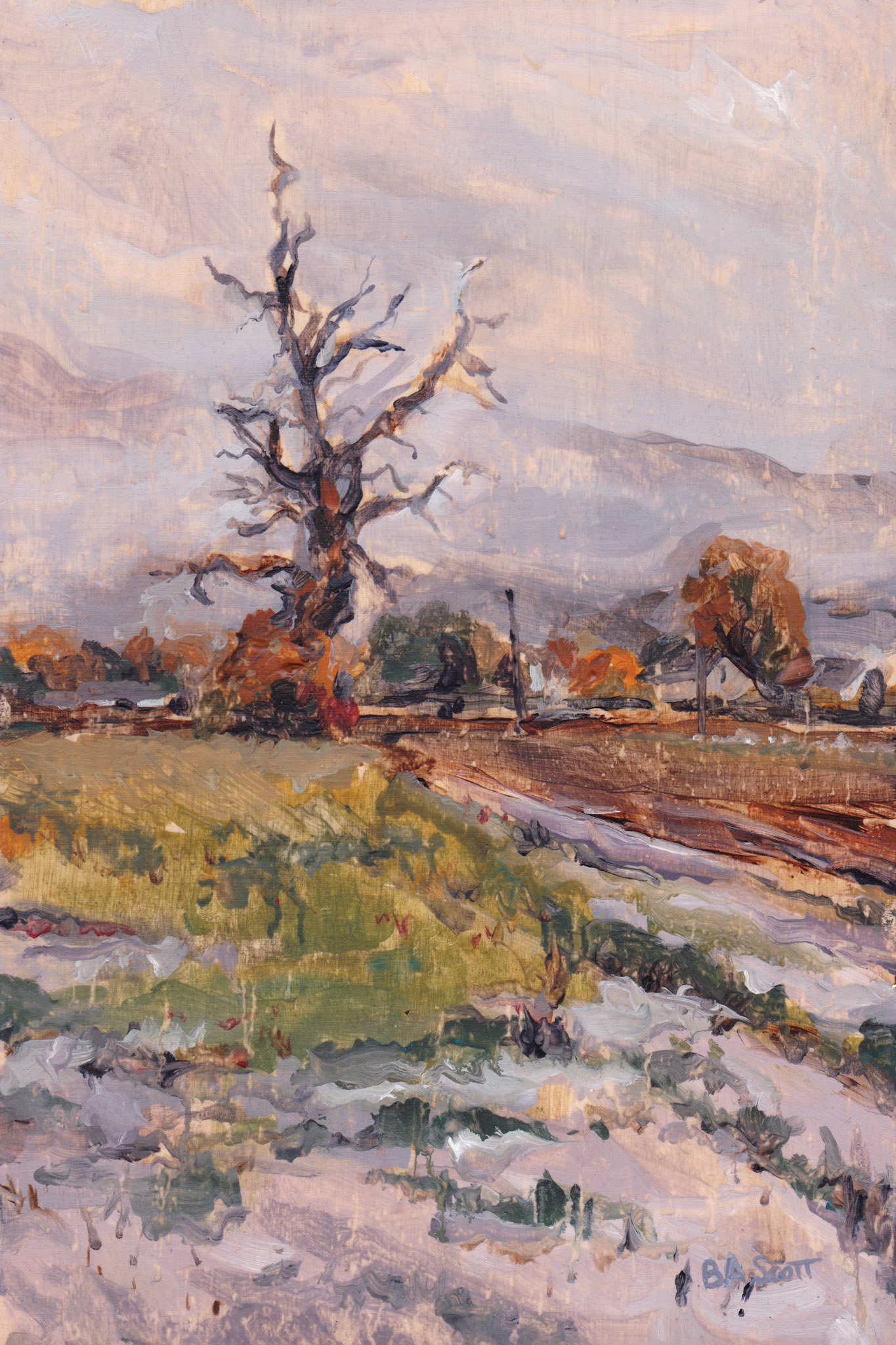 Cromwell Tree, acrylic on wood