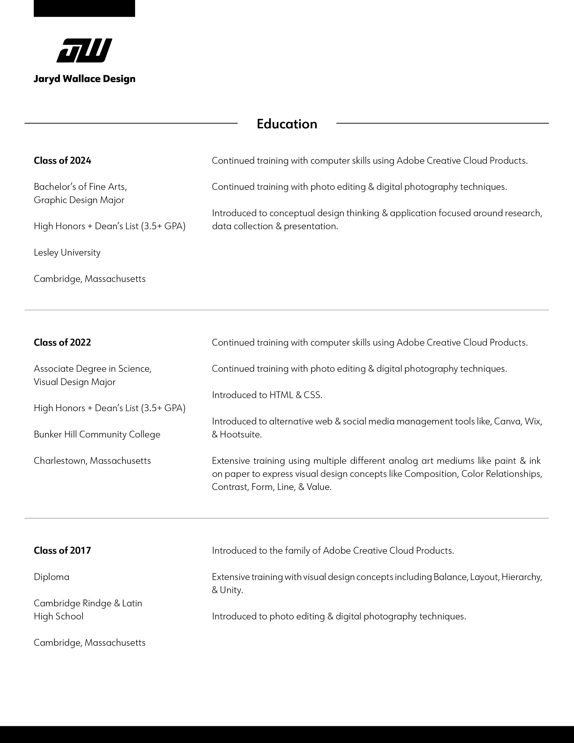Jaryd Wallace Résumé Page 3