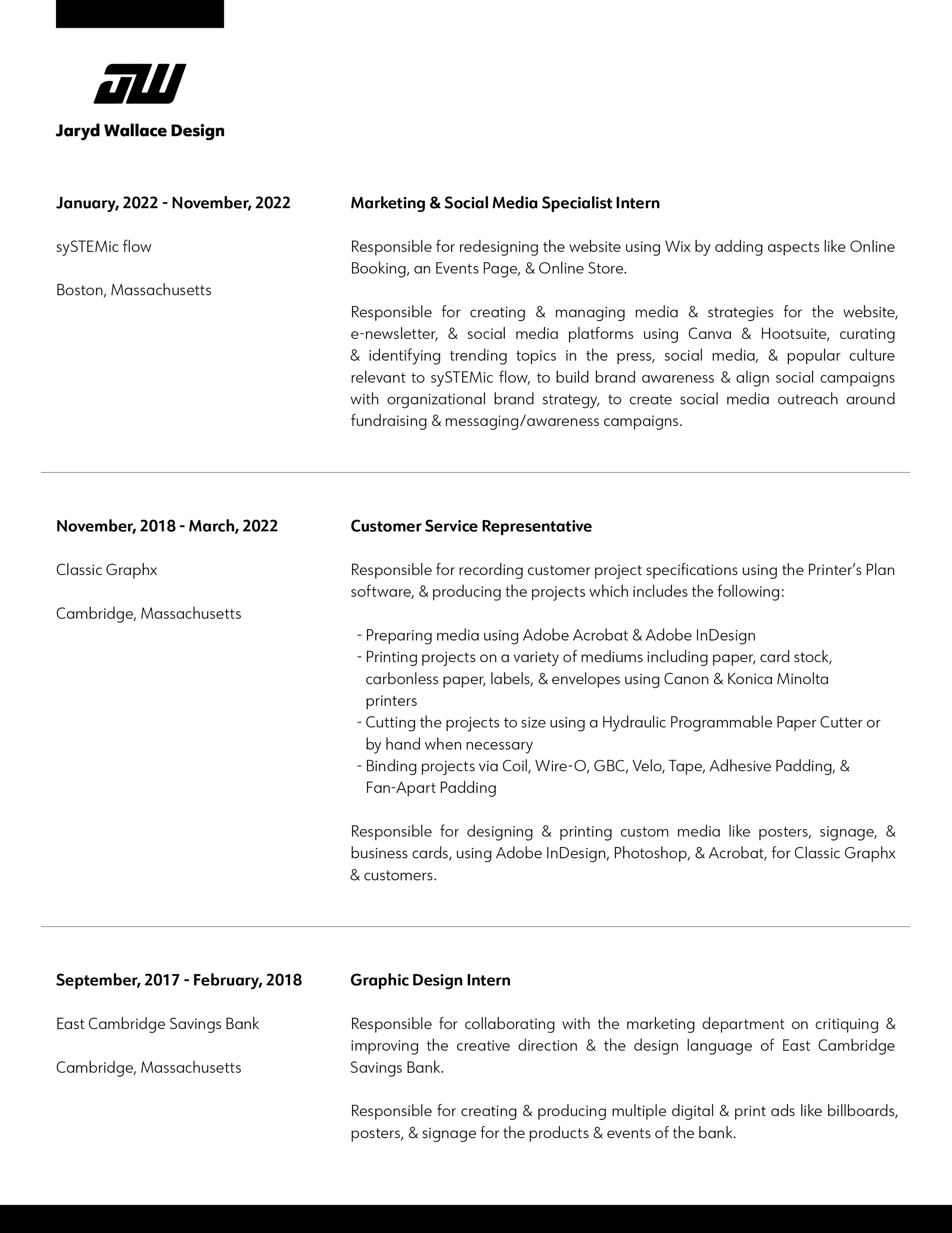 Jaryd Wallace Résumé Page 2