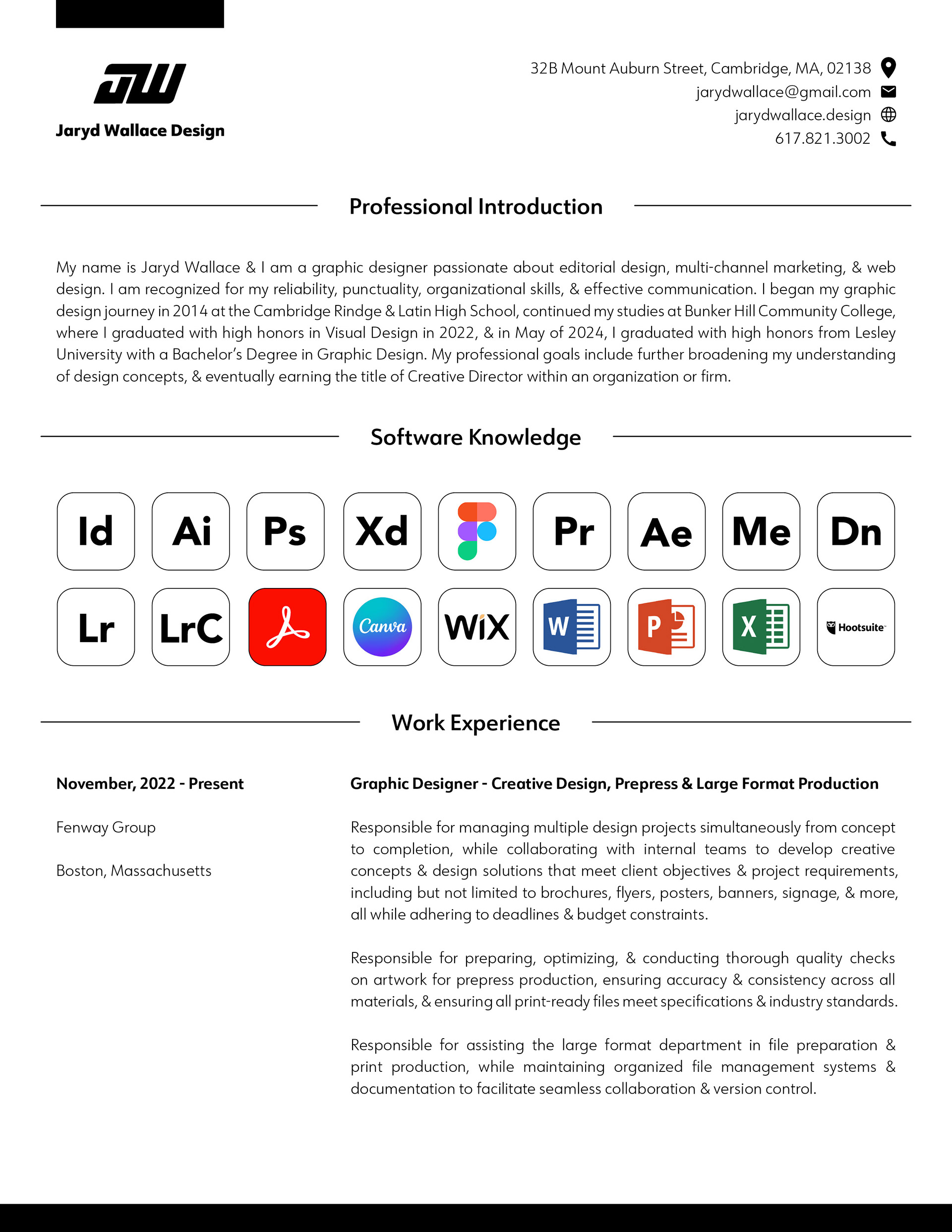 Jaryd Wallace Résumé Page 1