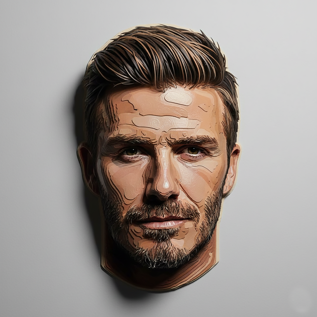 David Beckham Close-up of polymer layers forming topographic portrait contours during 3D printing