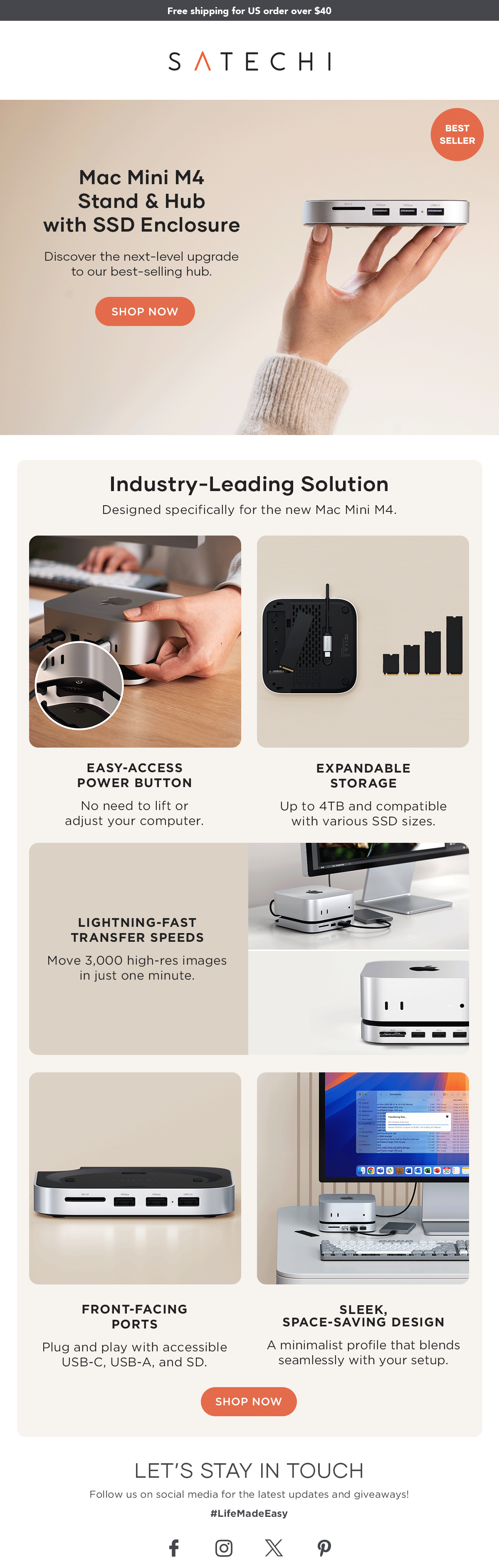 Email design for Mack Mini M4 Stand & Hub