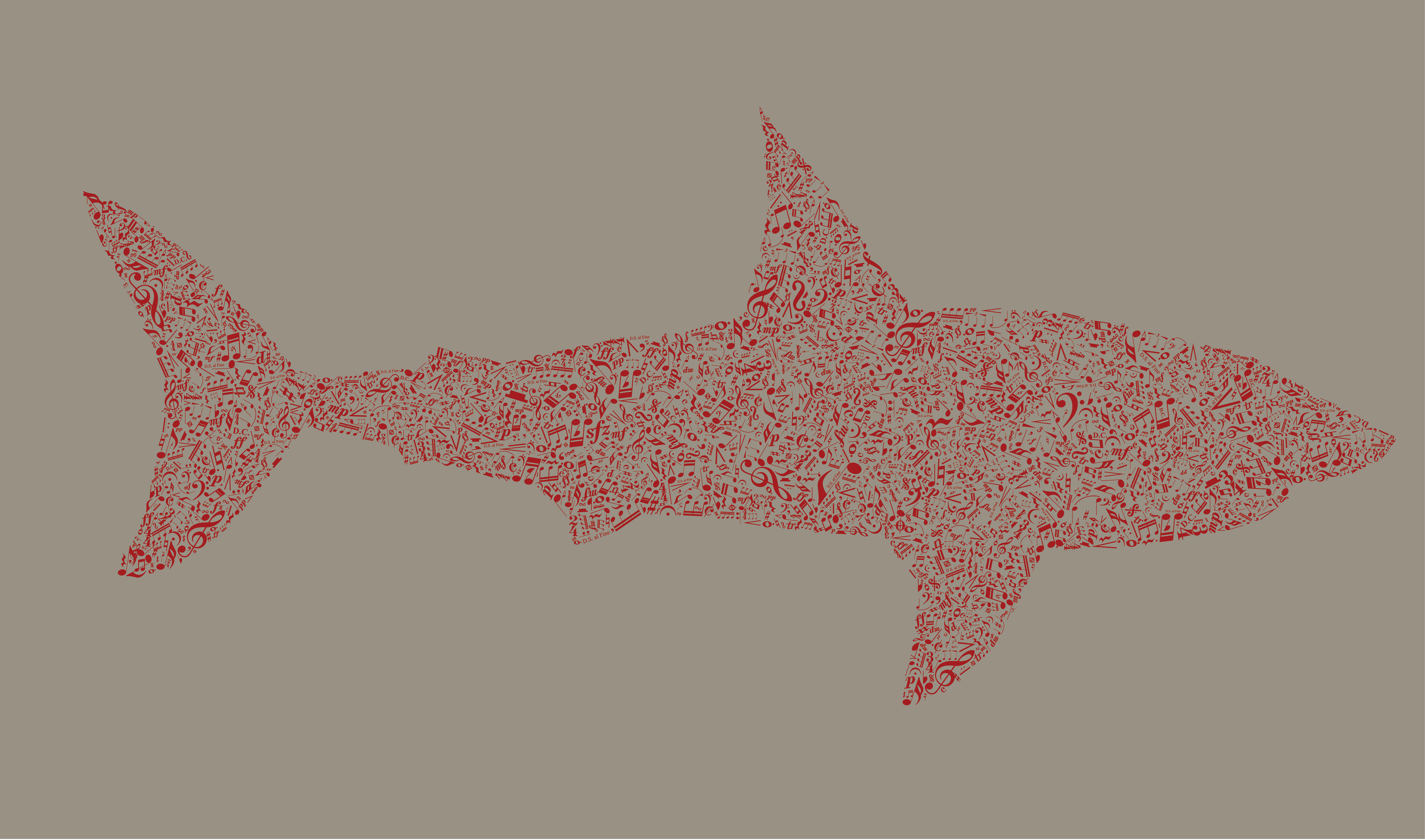 Shark Made of Musical Symbols Outside of Band Room